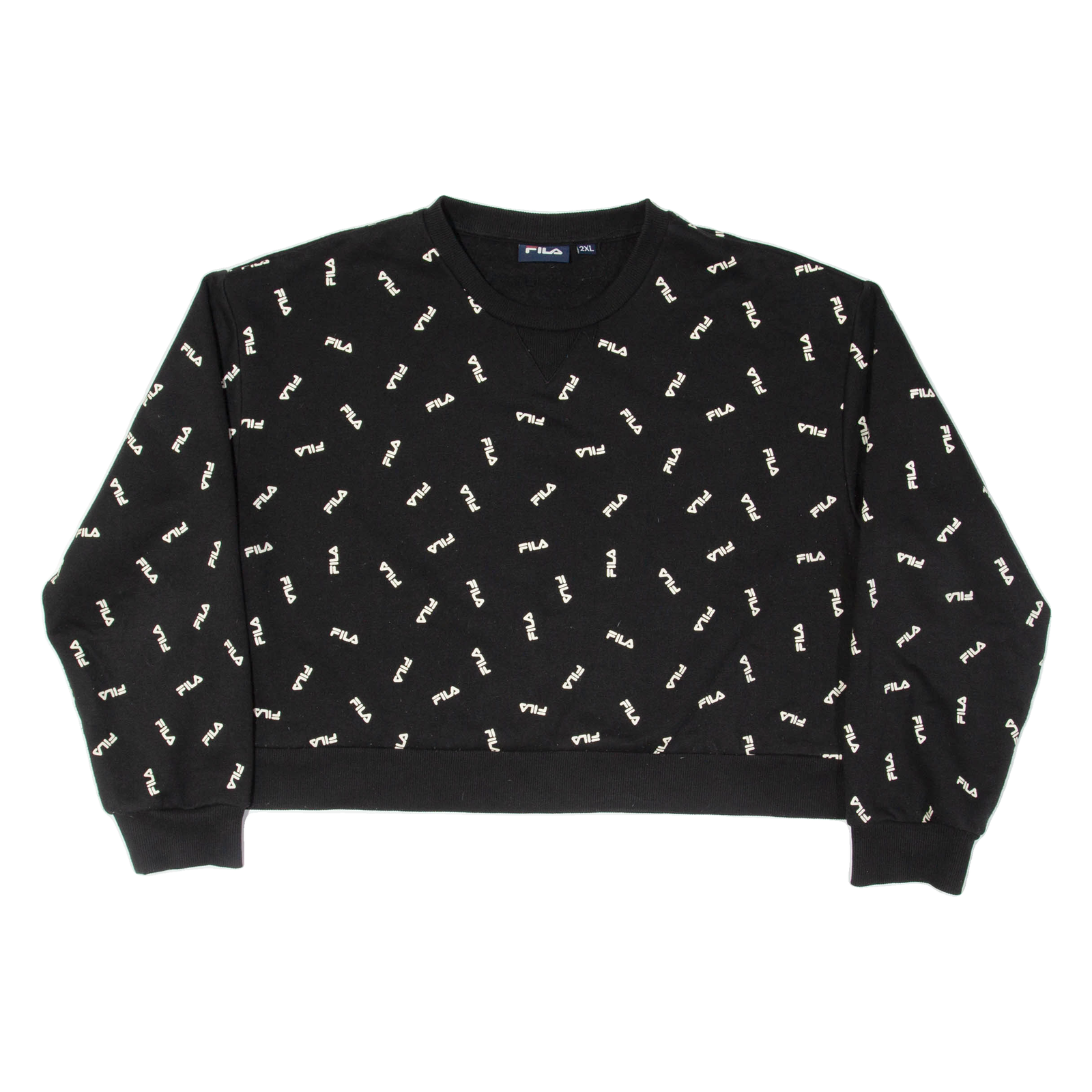 FILA Cropped All Over Logo Womens Sweatshirt Black 2XL Refurbished - N/A refurbished available on Cerqular