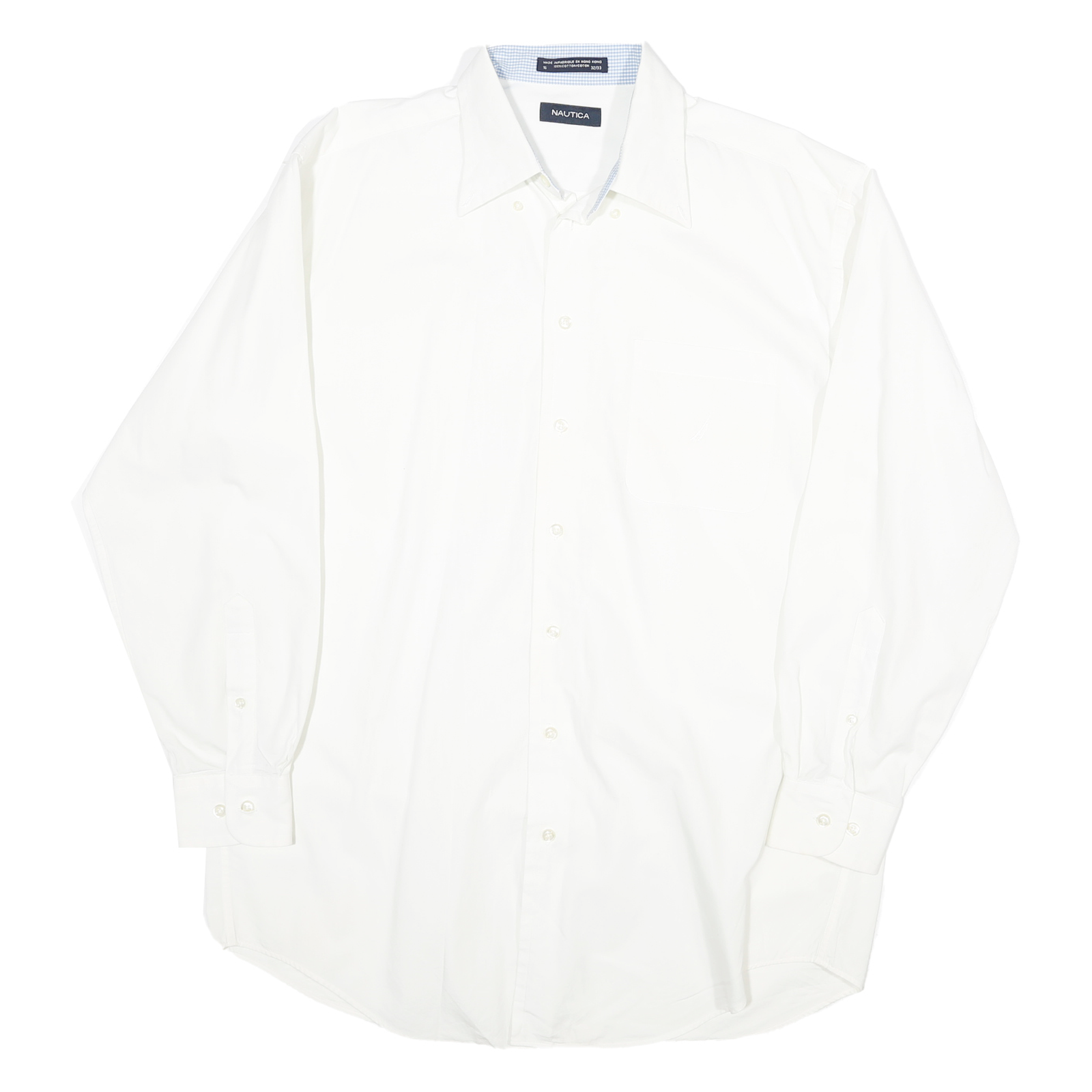 NAUTICA Mens White Plain Shirt L Cotton Blend Button Down Collar Long Sleeve Refurbished - N/A refurbished available on Cerqular