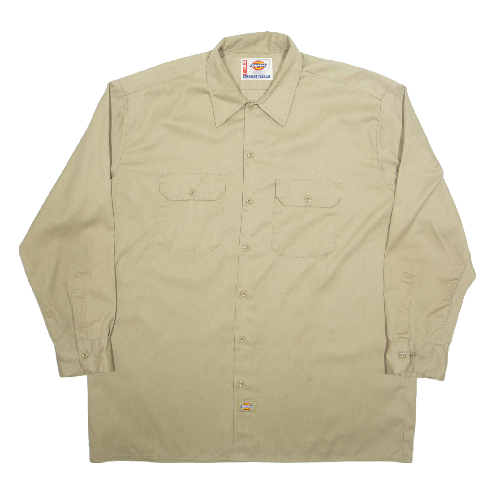 DICKIES Mens Worker Shirt Beige Long Sleeve XL Refurbished - N/A refurbished available on Cerqular