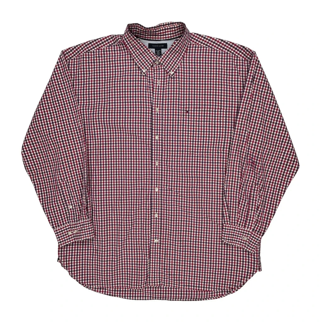 Tommy Hilfiger Checked Shirt - 2XL Blue Cotton Refurbished - Thrifted (note: this is a term often used to describe second- refurbished available on Cerqular