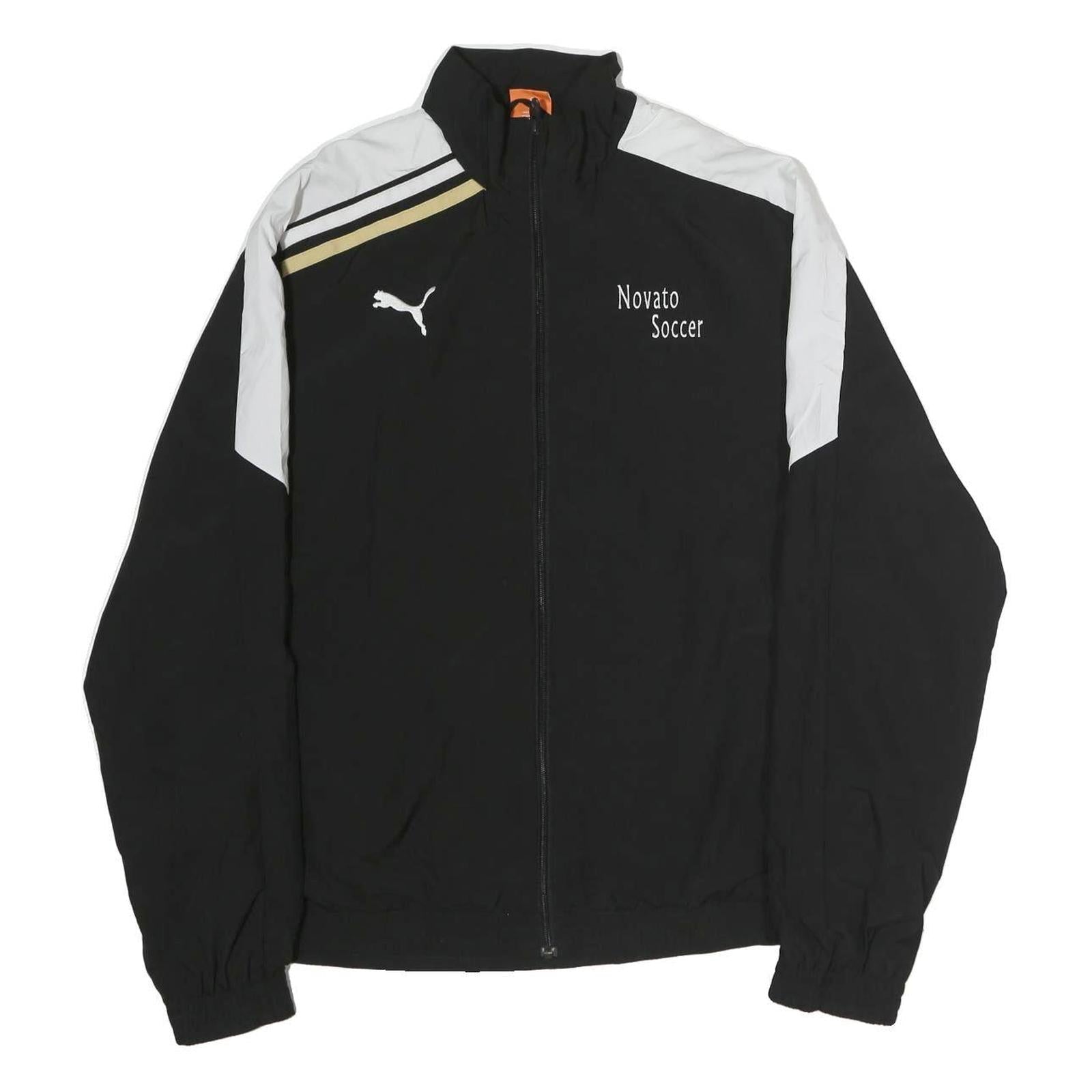 PUMA Mens Black & White Novato Soccer Sports Zip Jacket L Cotton Woven Refurbished - N/A refurbished available on Cerqular