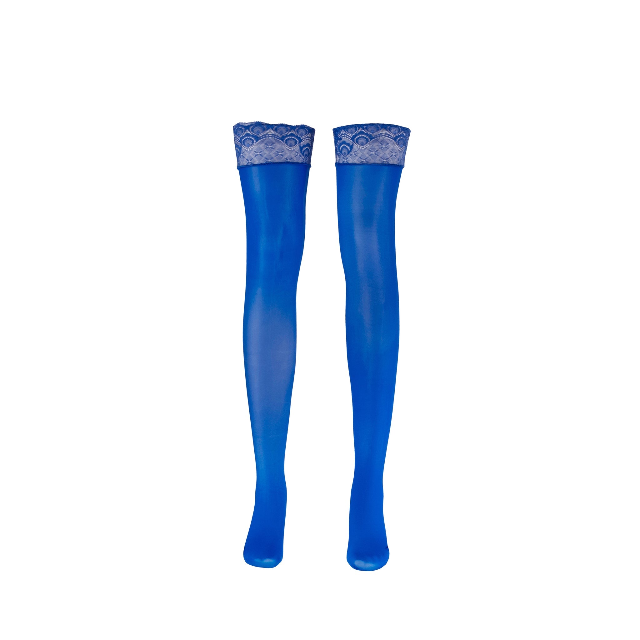 LECHERY® LUSTROUS SILKY SHINY THIGH HIGHS • BLUE | Size: S/M | Color: Blue Refurbished - N/A refurbished available on Cerqular