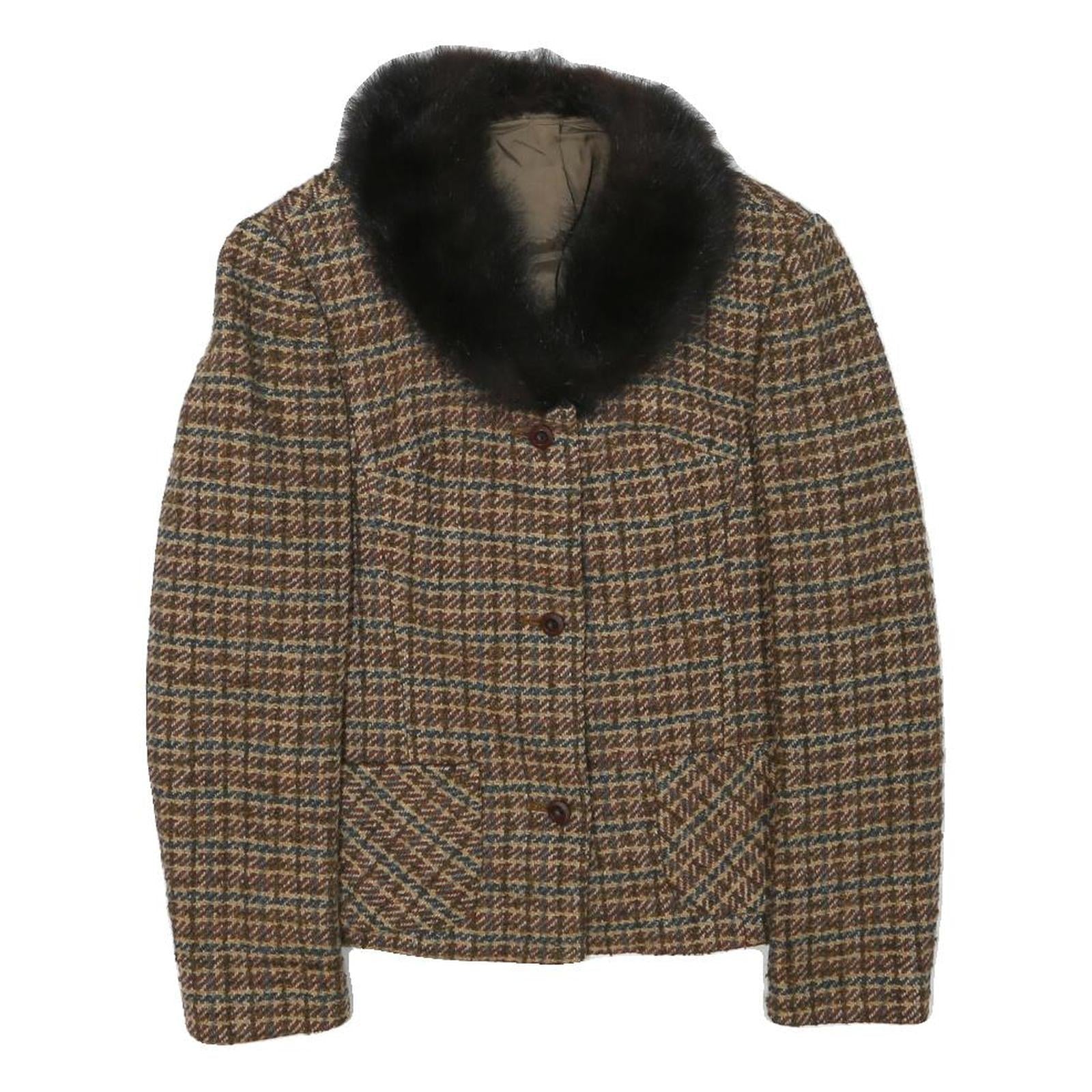 Buy Womens Brown Wool Blend Button Jacket XS Check Tweed Faux Fur Collar Vintage Refurbished - $48.09 Womens Brown Wool Blend Button Jacket XS Check Tweed Faux Fur Collar Vintage Refurbished - N/A refurbished available on Cerqular