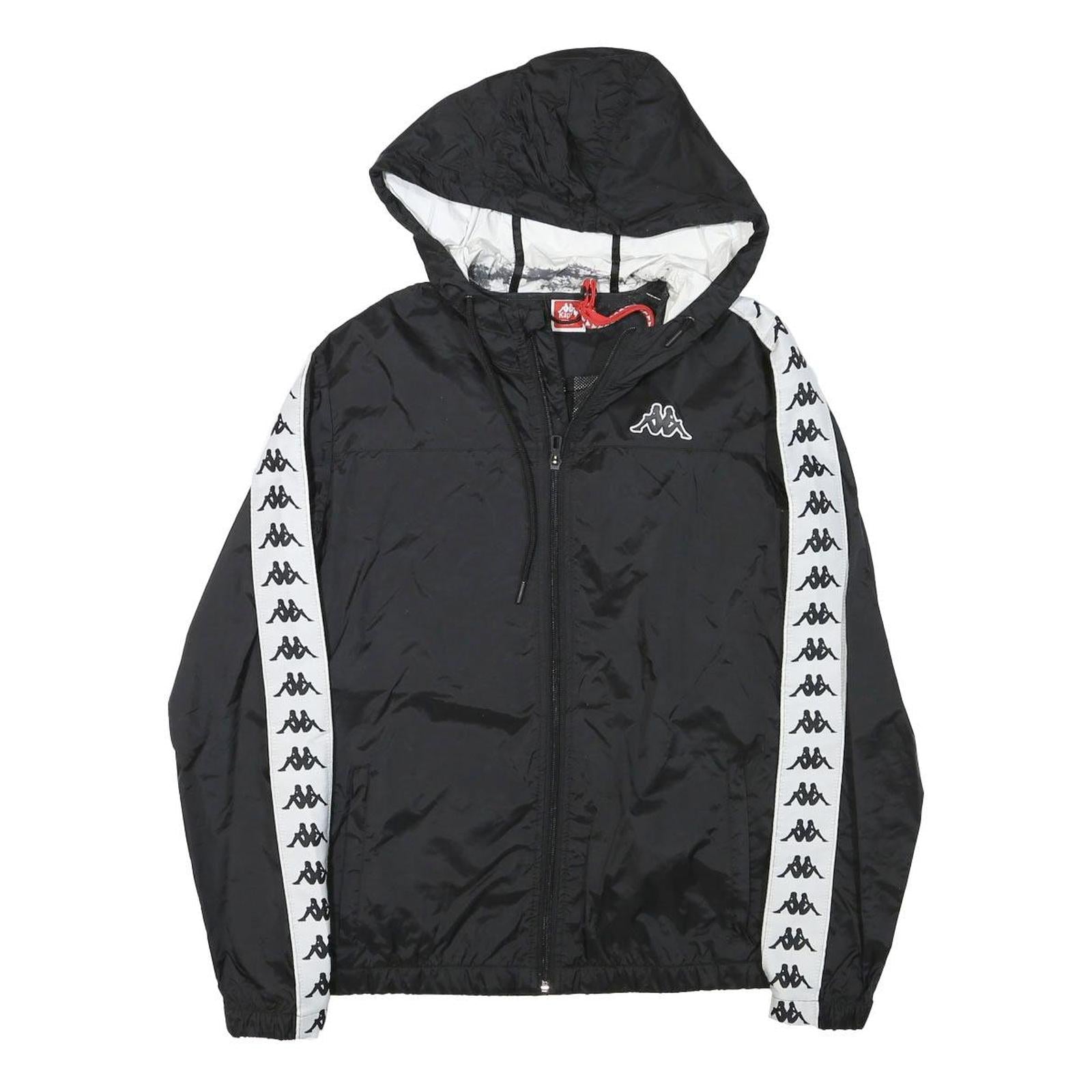 KAPPA Womens Black & White Logo Hooded Zip Jacket M Polyester Blend Track Casual Refurbished - N/A refurbished available on Cerqular