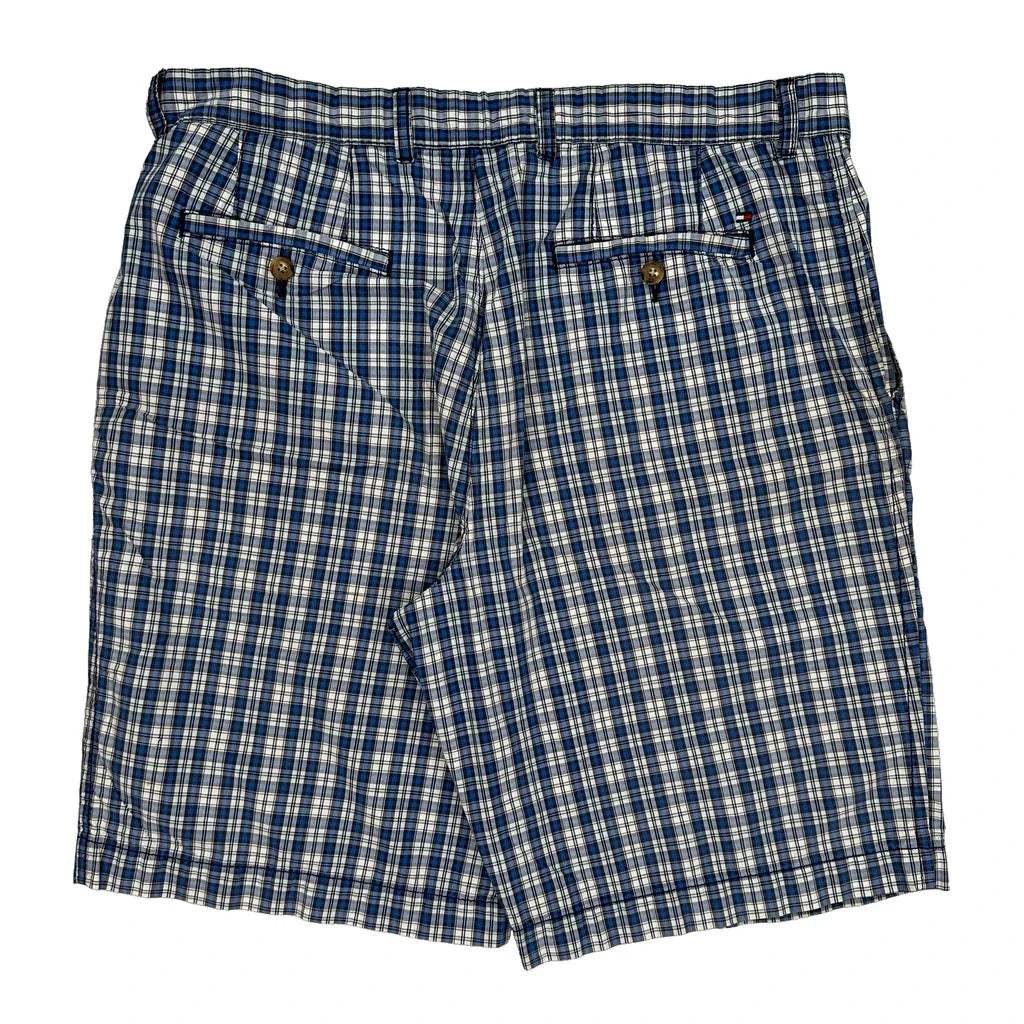 Tommy Hilfiger Checked Shorts - 35W 10L Blue Cotton Refurbished - Thrifted (note: this is a term often used to describe second- refurbished available on Cerqular
