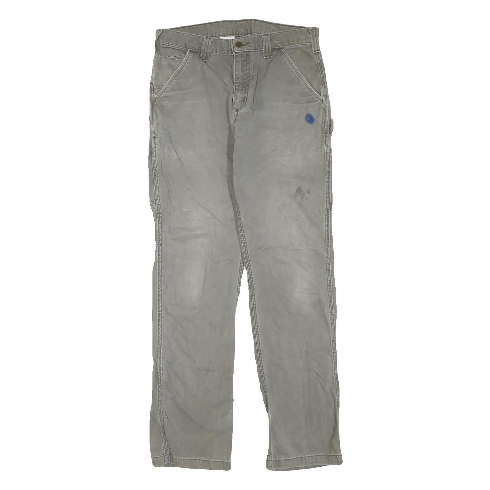 CARHARTT Mens Regular Cotton Blend Grey Workwear Trousers W33 L34 Durable Zip Refurbished - N/A refurbished available on Cerqular
