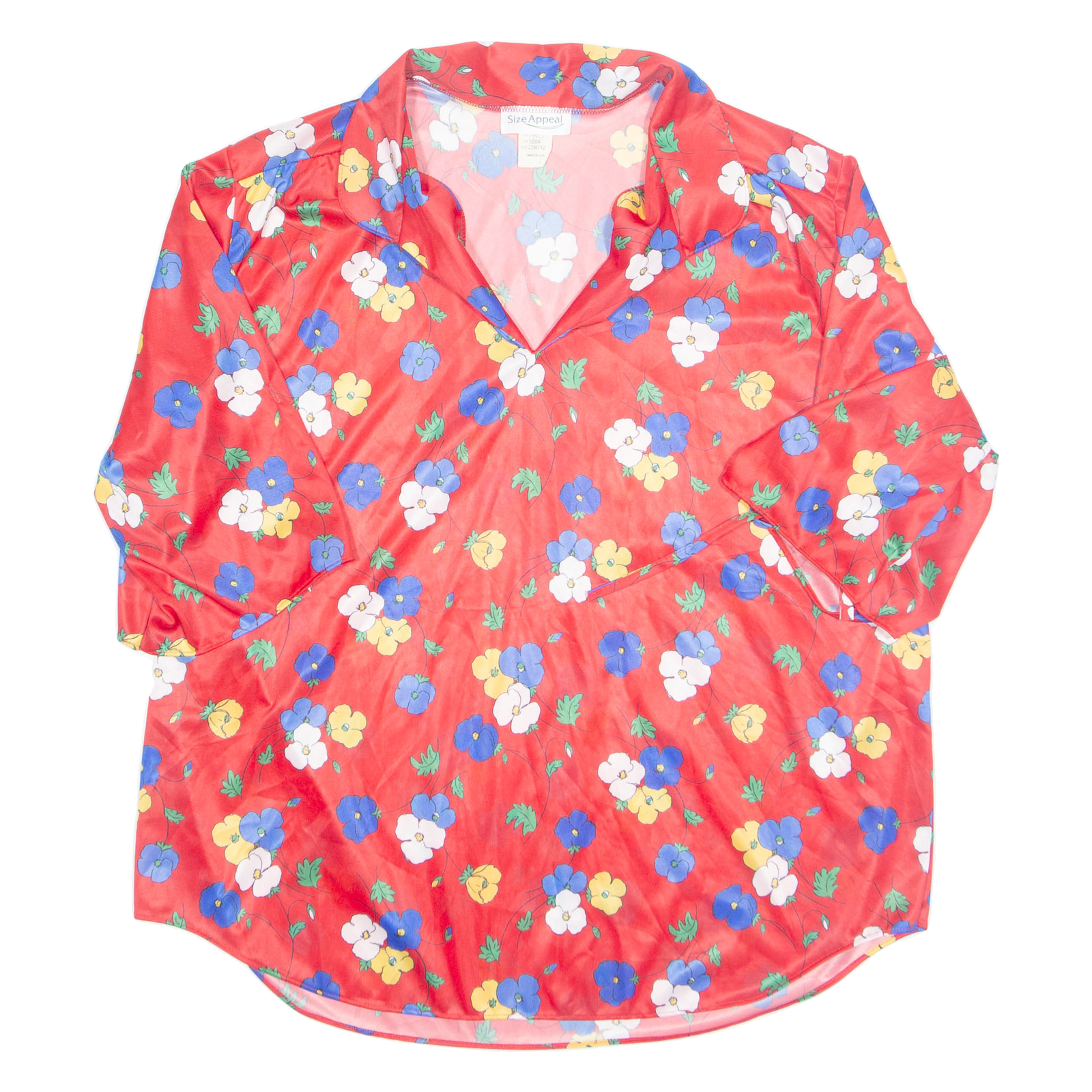 SIZE APPEAL Womens Printed Blouse Red Collared Floral UK 22 Refurbished - N/A refurbished available on Cerqular