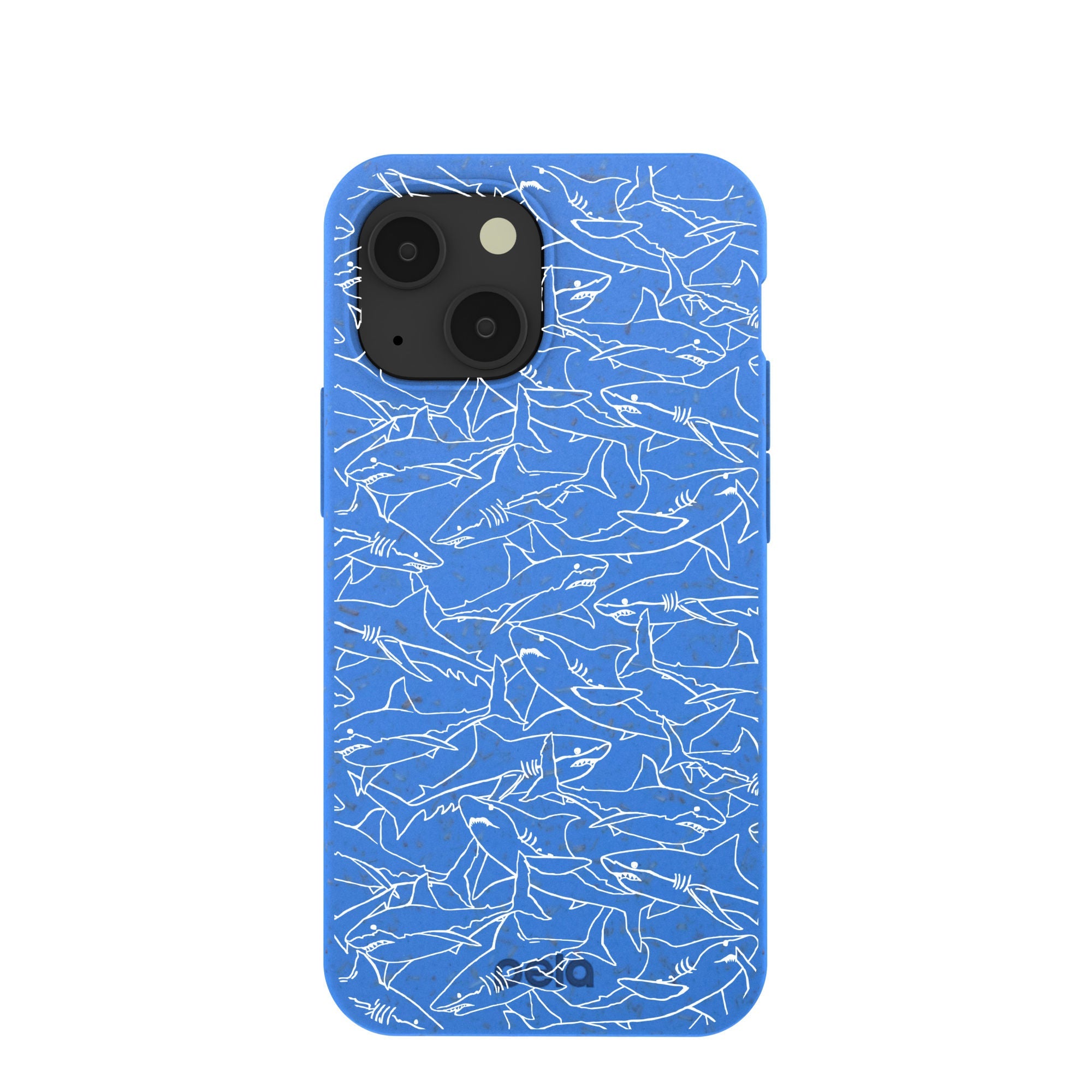 Electric Blue Shark Frenzy iPhone 13 Mini Case Refurbished - Pela Case refurbished available on Cerqular