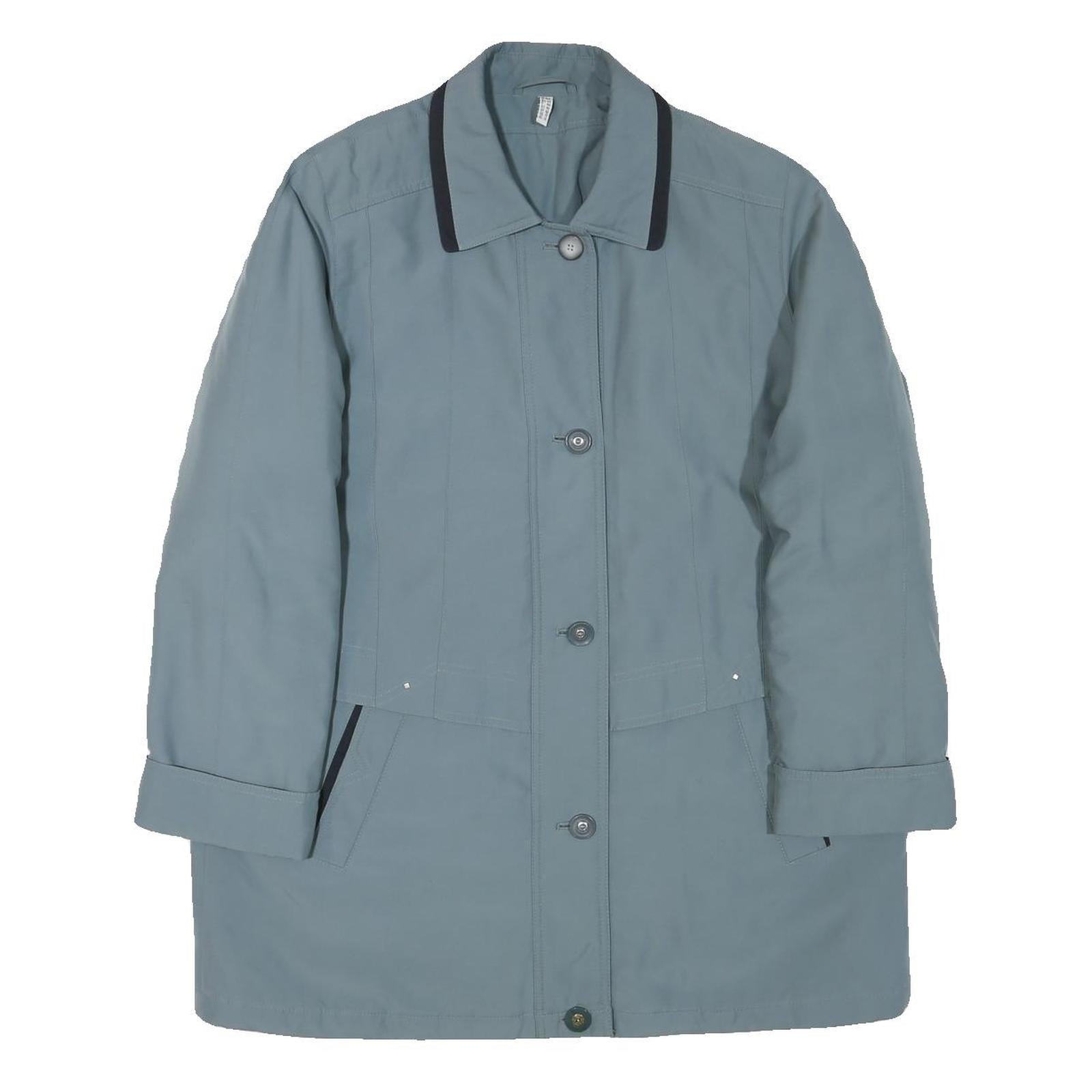 Womens Blue Button Jacket UK 16 Polyester Blend Plain Classic Fit Casual Refurbished - N/A refurbished available on Cerqular
