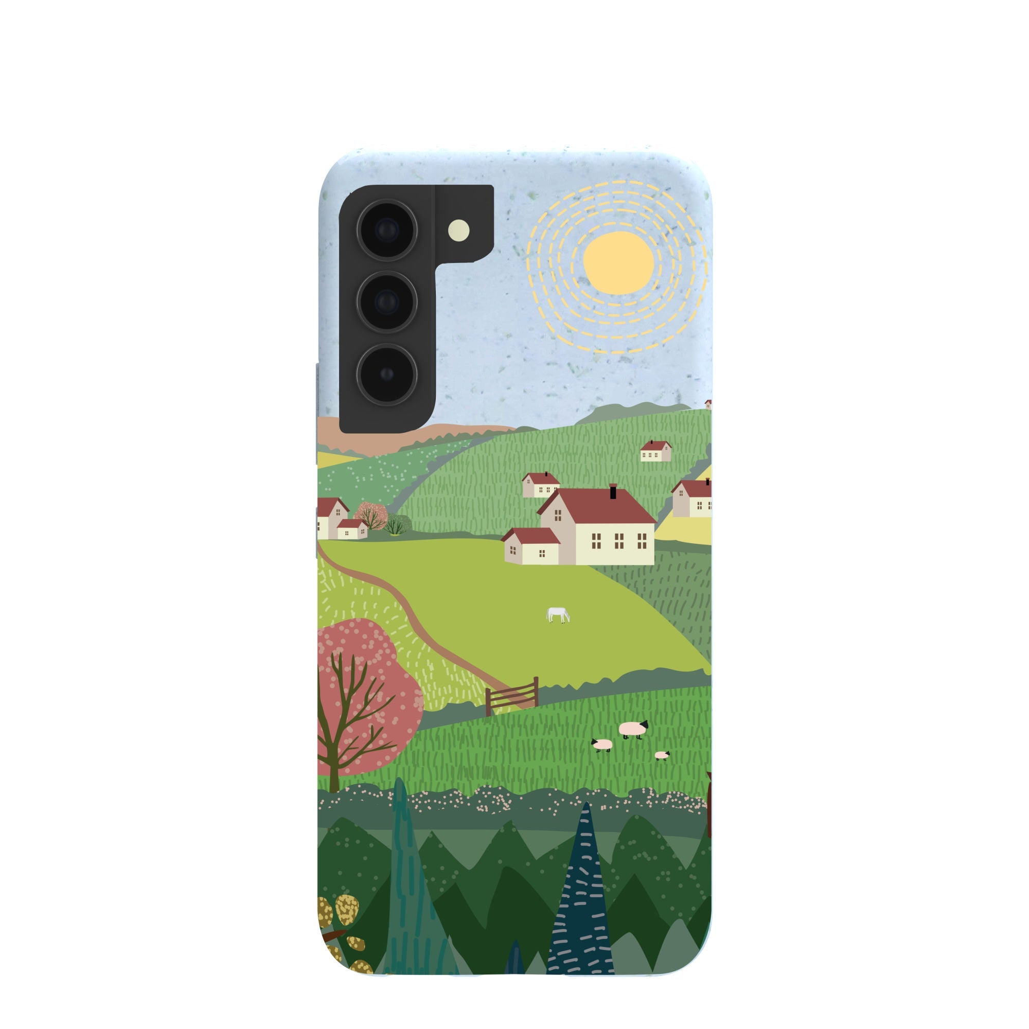 Powder Blue Sunny Countryside Samsung Galaxy S22 Case Refurbished - Pela Case refurbished available on Cerqular