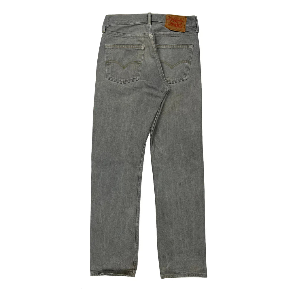 Levis 501 Jeans - 28W 30L Grey Cotton Refurbished - Thrifted (note: this is a term often used to describe second- refurbished available on Cerqular