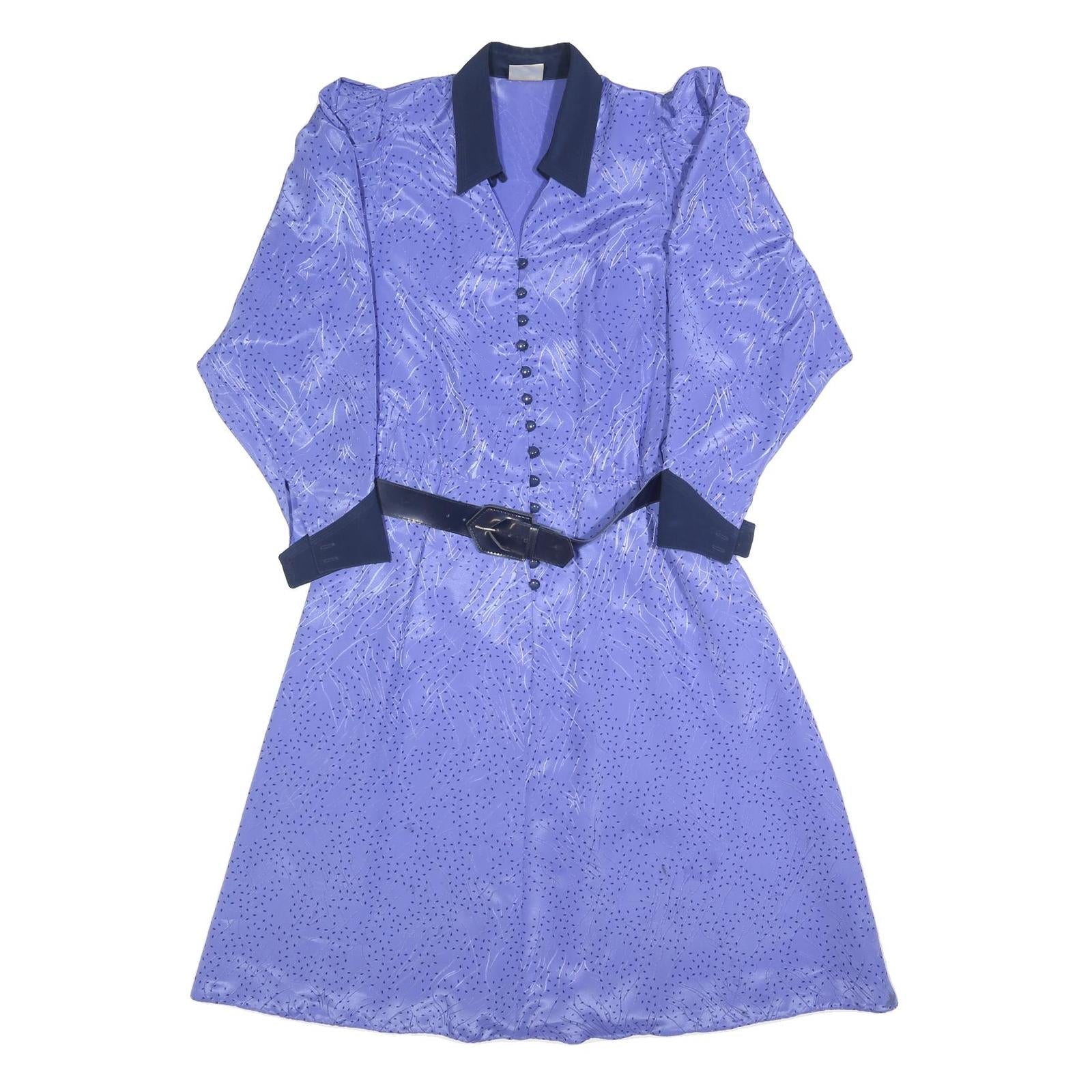 NANDINI COLLECTION Womens Blue & Navy Shirt Dress Polyester Blend M Button Refurbished - N/A refurbished available on Cerqular