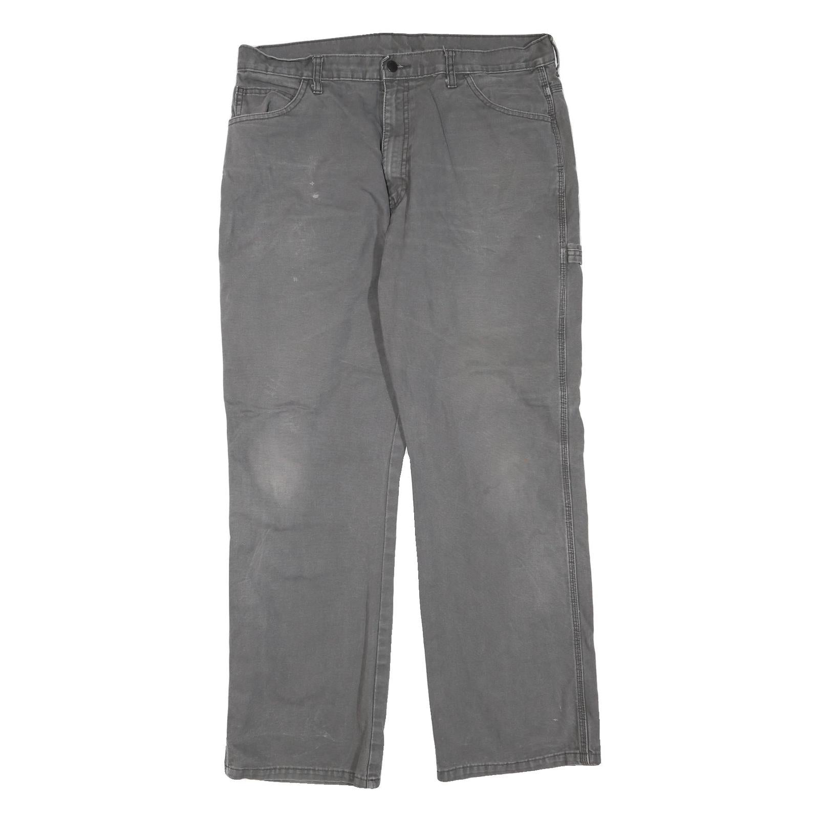DICKIES Mens Regular Fit Grey Jeans Cotton Blend W36 L32 Workwear Durable Refurbished - N/A refurbished available on Cerqular