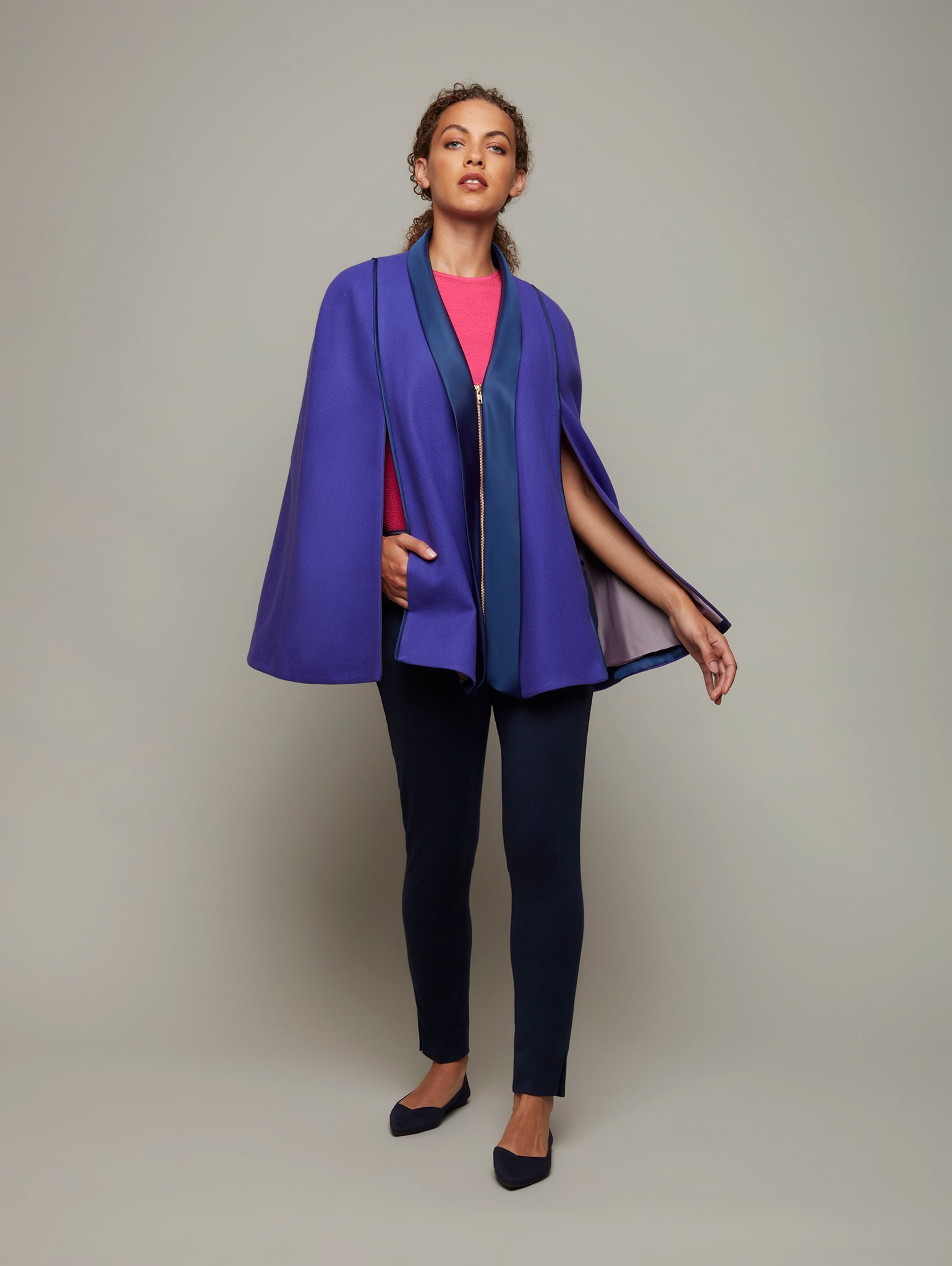 CANOPY | Melton Wool Zip Cape | Size: VIOLET / XS Refurbished - N/A refurbished available on Cerqular