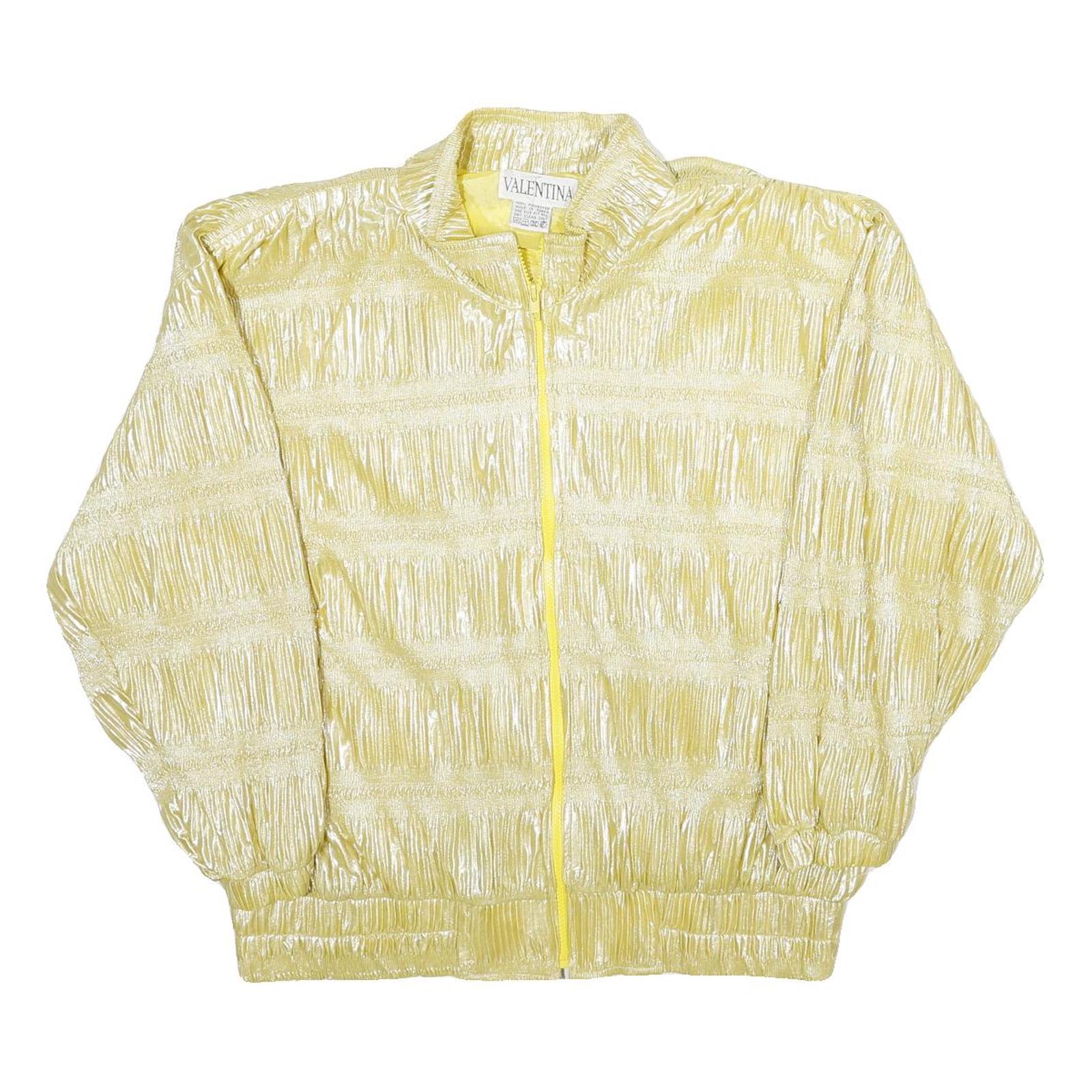 VALENTINA Womens Yellow Zip Jacket One Size Polyester Shiny Plain Casual Refurbished - N/A refurbished available on Cerqular