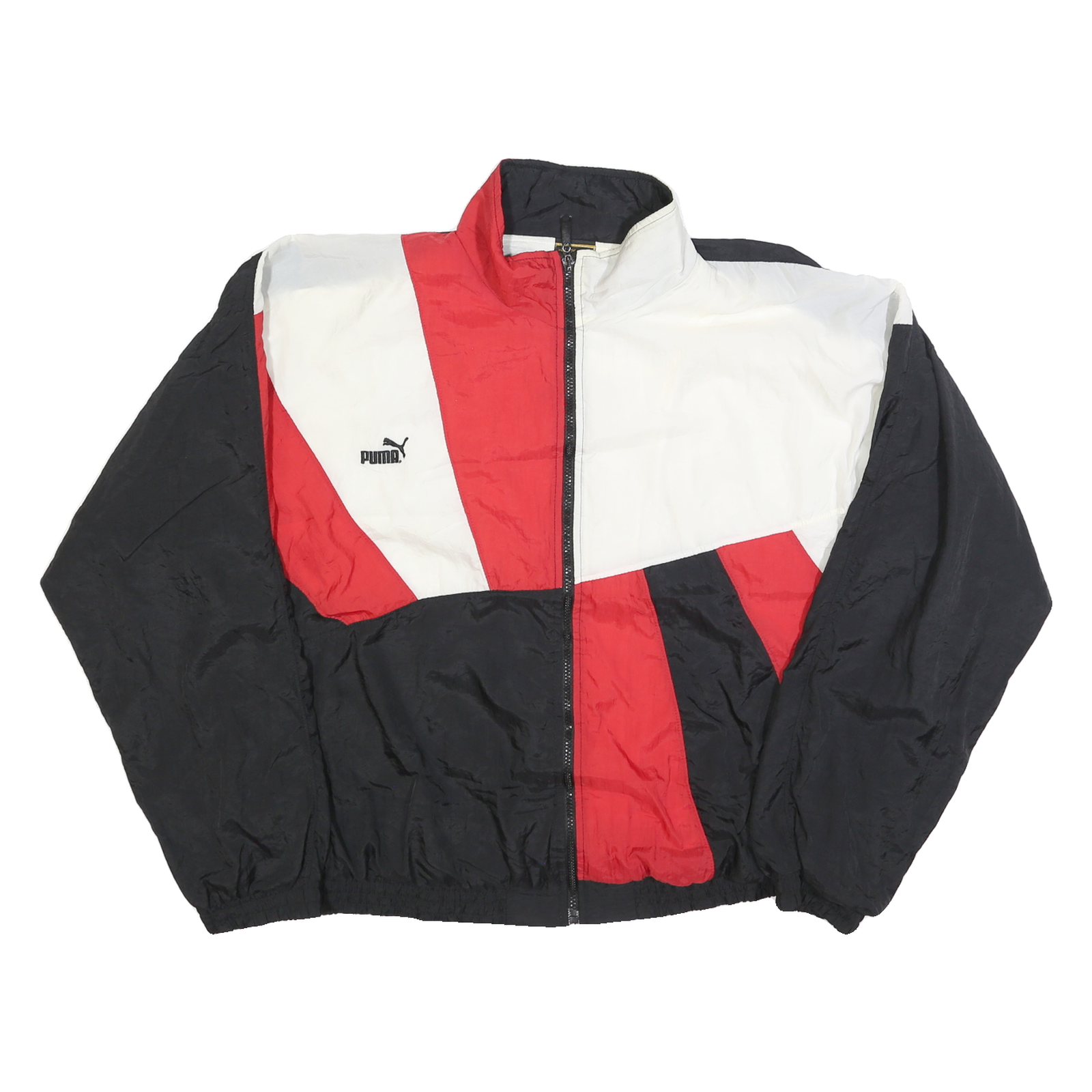 PUMA Mens Black & Red White Colourblock Zip Jacket L Polyester Sporty Casual Refurbished - N/A refurbished available on Cerqular