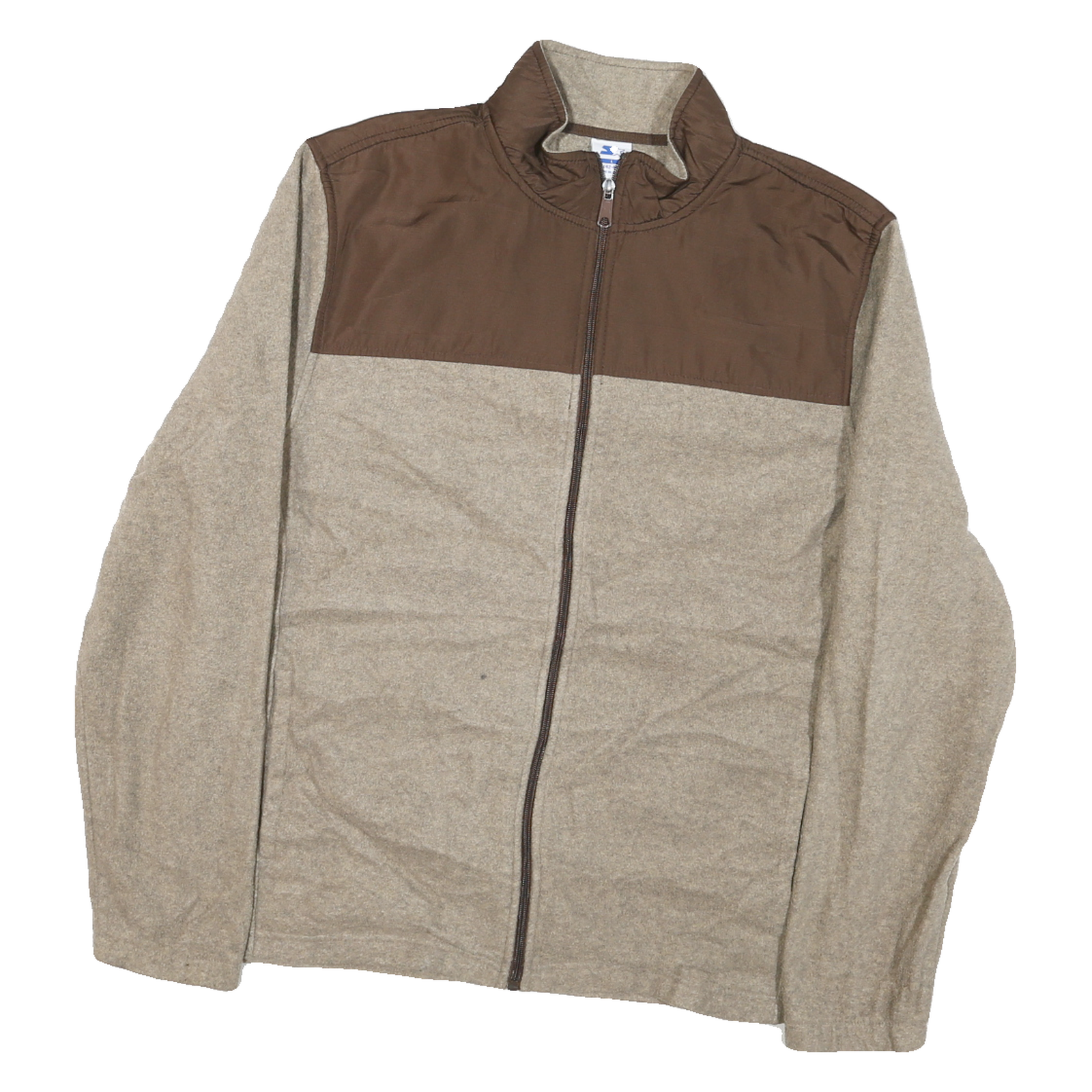 STARTER Mens Beige & Brown Zip Jacket L Polyester Blend Casual Outerwear Refurbished - N/A refurbished available on Cerqular