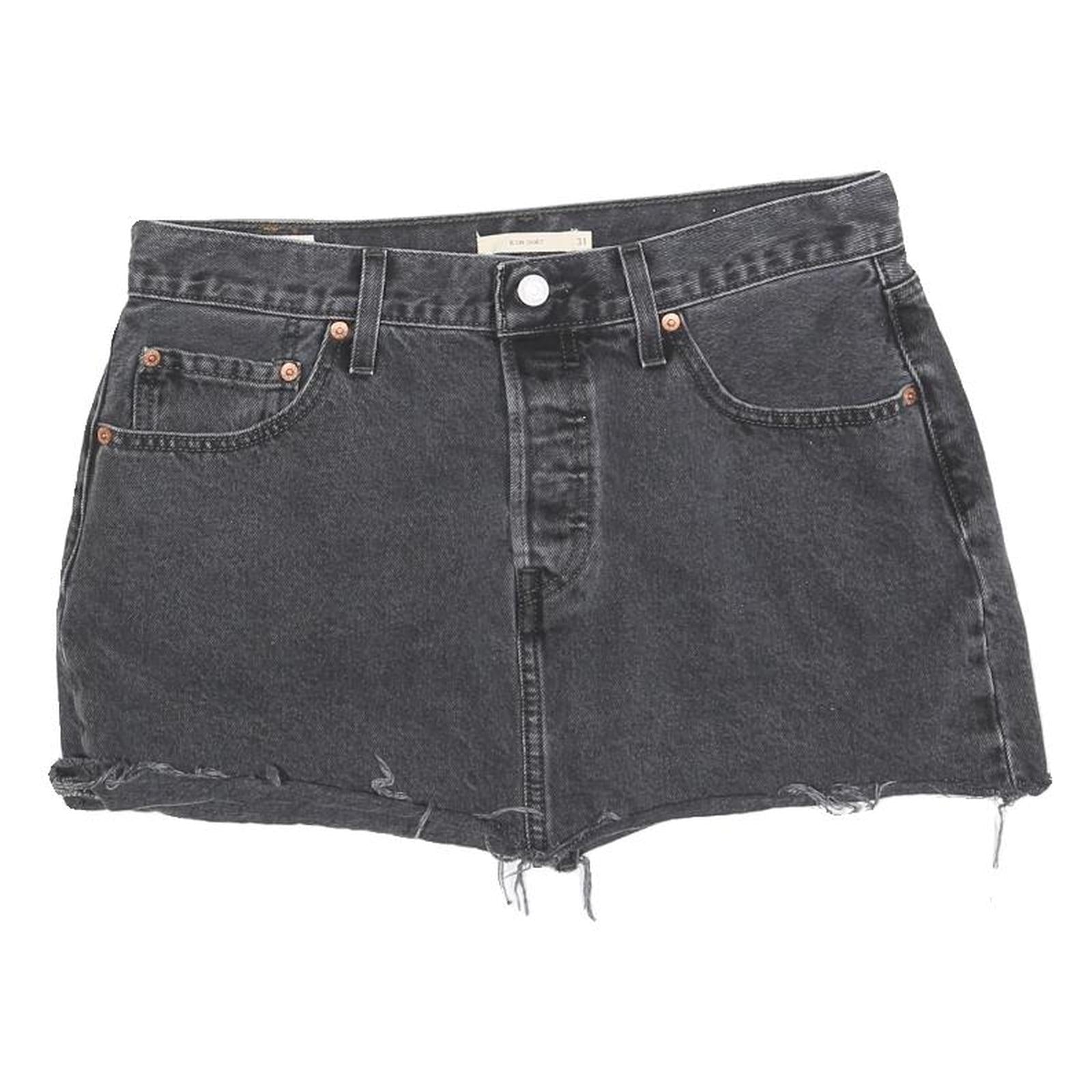 LEVI'S Womens Black Denim Mini Skirt Cotton Blend Distressed Edges M Refurbished - N/A refurbished available on Cerqular