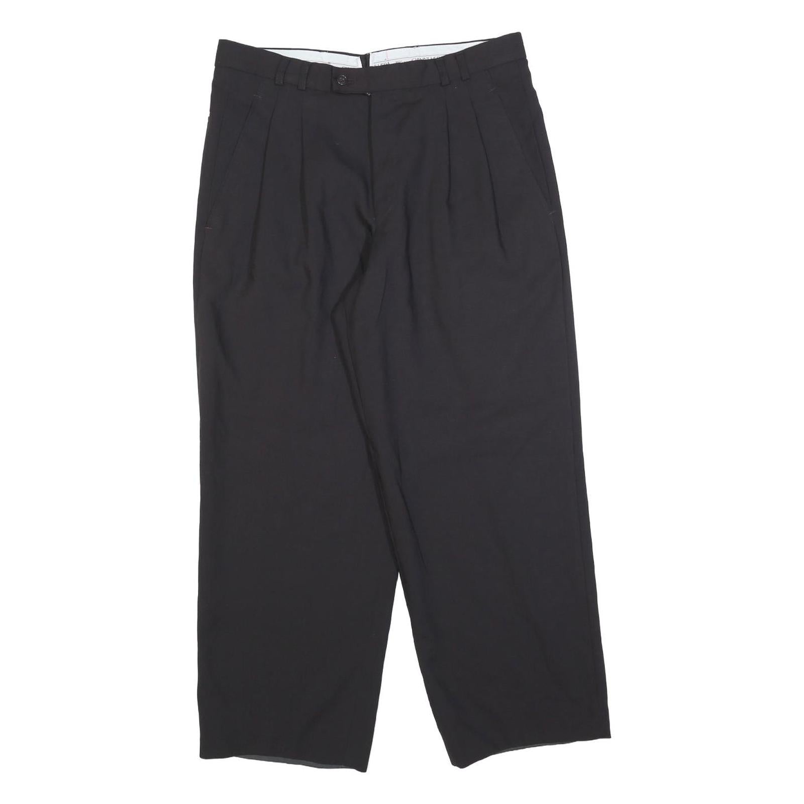 GIANNI VERA Womens Wool Blend Black Relaxed Straight Trousers W32 L27 Smart Refurbished - N/A refurbished available on Cerqular