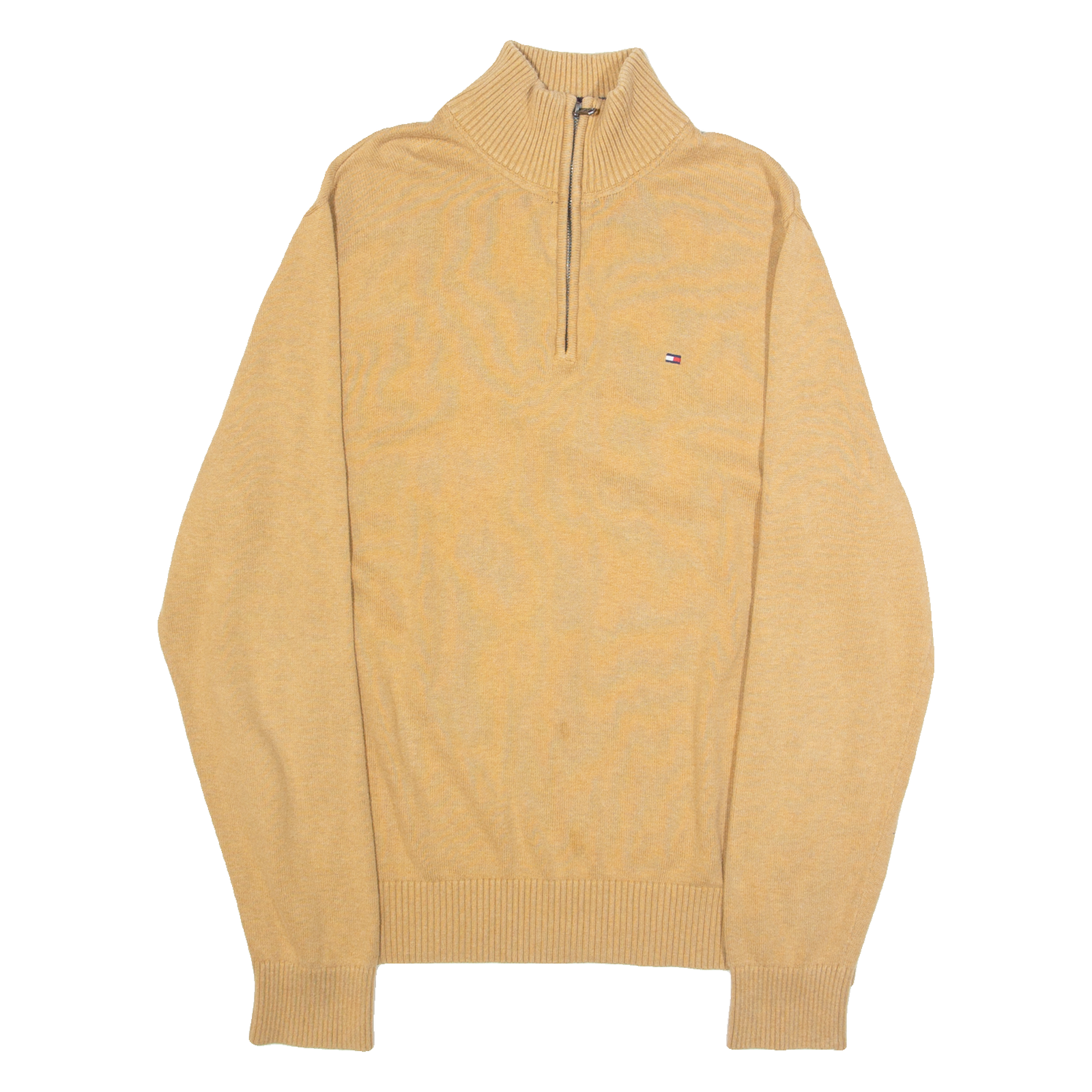 TOMMY HILFIGER Mens Jumper Beige 1/4 Zip Tight Knit XL Refurbished - N/A refurbished available on Cerqular