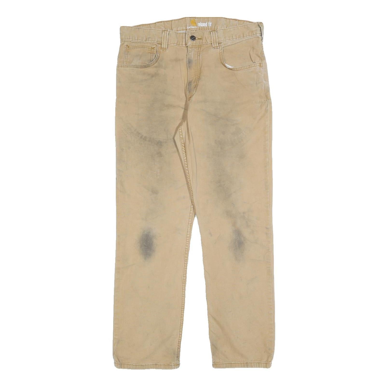 CARHARTT Mens Beige Relaxed Fit Straight Denim W32 L30 Workwear Utility Jeans Refurbished - N/A refurbished available on Cerqular