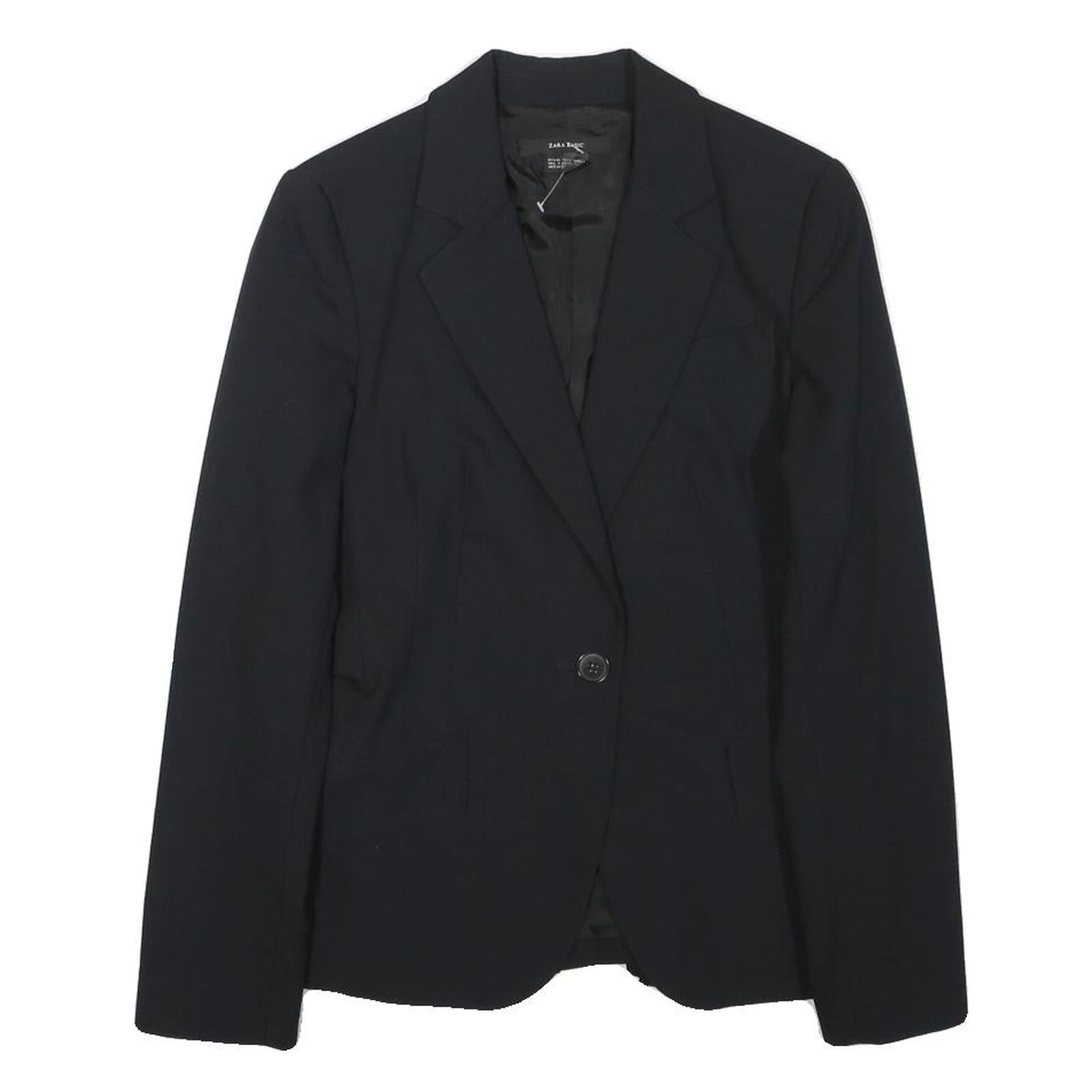 ZARA Womens Black Tailored Jacket S Polyester Blend Plain Button Closure Refurbished - N/A refurbished available on Cerqular