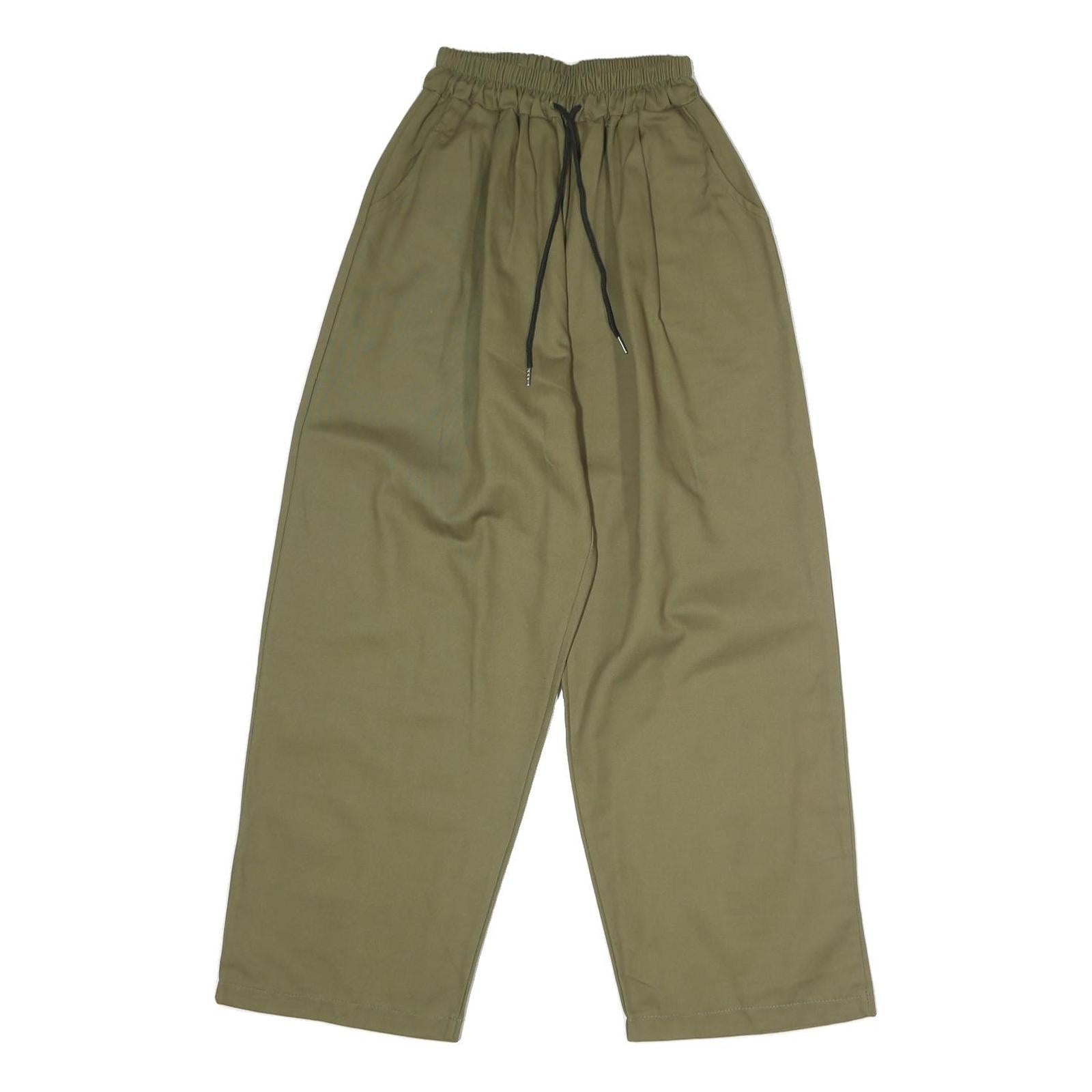 Womens Cotton Regular Fit Olive Drawstring Waist Trousers W18 L25 Comfortable Refurbished - N/A refurbished available on Cerqular