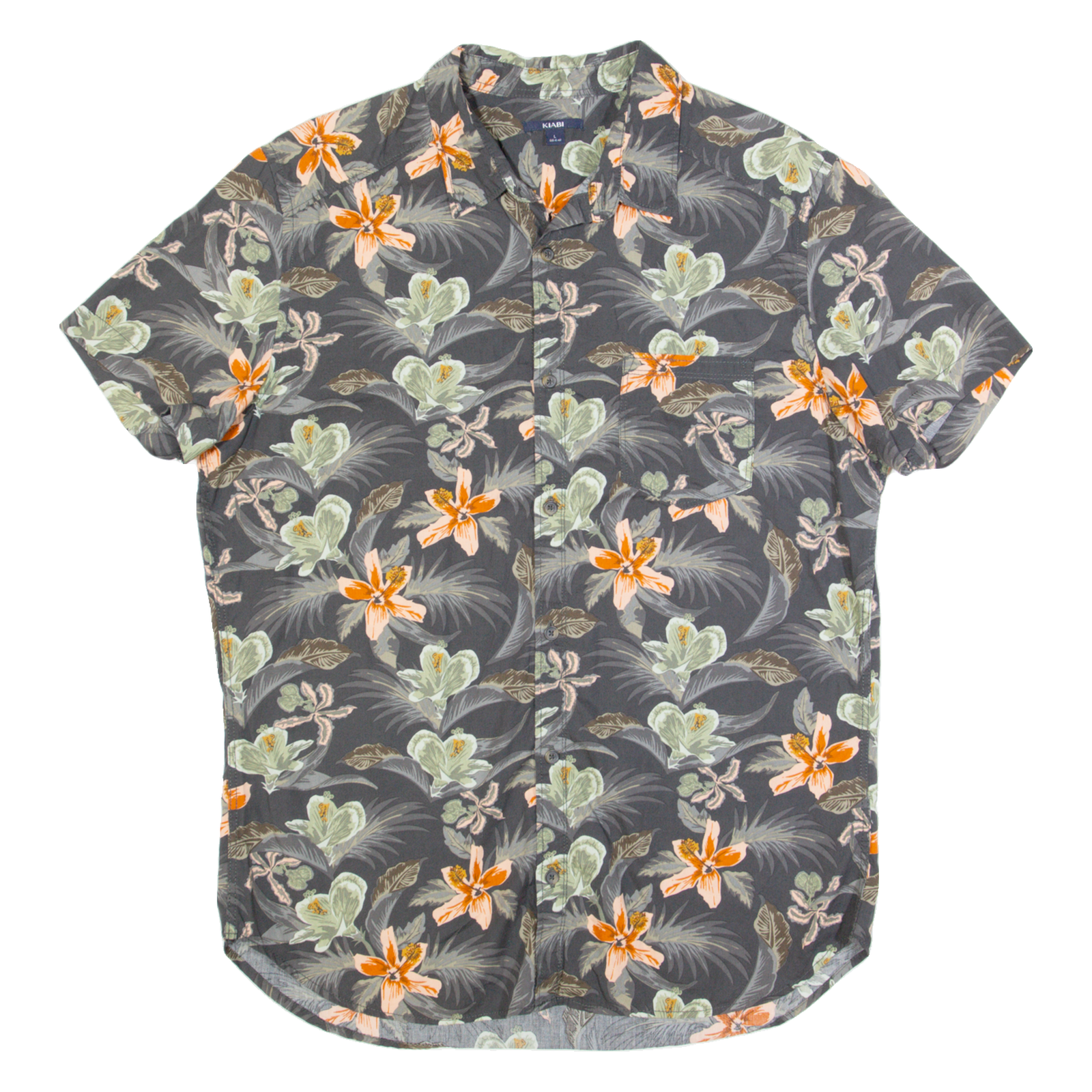 KIABI Mens Hawaiian Shirt Grey Floral L Refurbished - N/A refurbished available on Cerqular