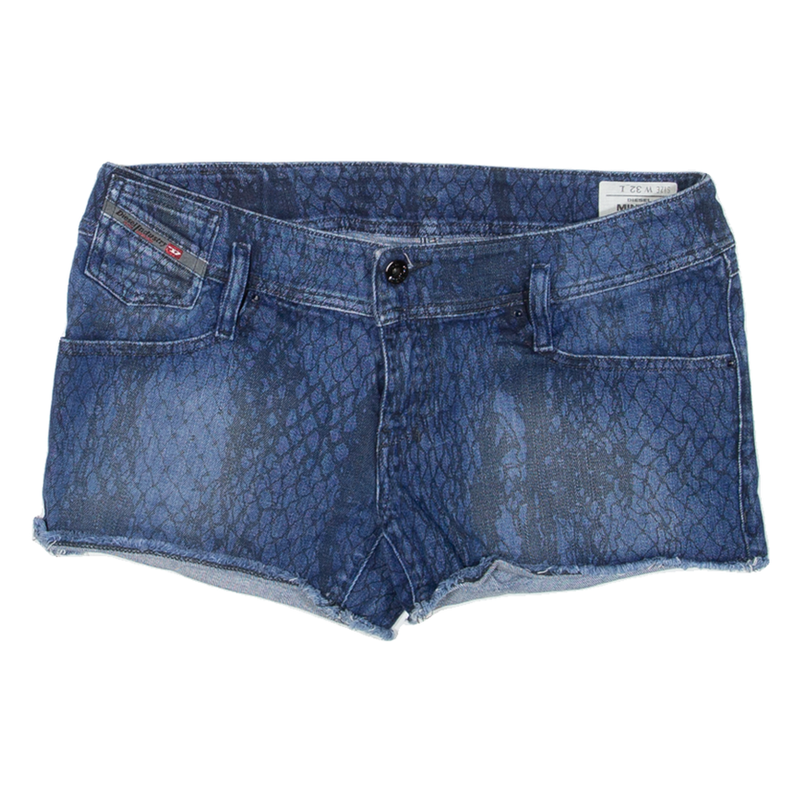 DIESEL Low Rise Womens Denim Shorts Blue Relaxed Animal Print M W32 Refurbished - N/A refurbished available on Cerqular