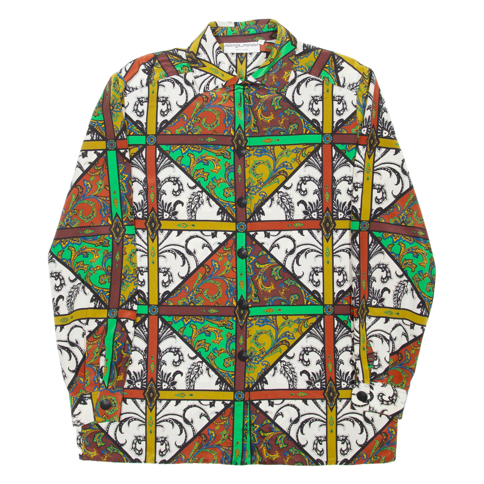 SOLANGE MONDOR Womens Shirt Brown Paisley Long Sleeve L Refurbished - N/A refurbished available on Cerqular