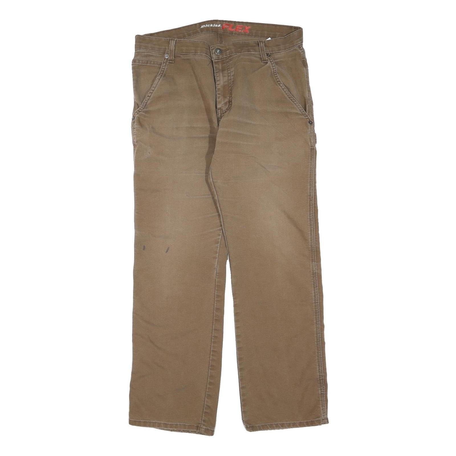 DICKIES Mens Regular Fit Straight Cotton Blend Brown Zip W34 L30 Workwear Jeans Refurbished - N/A refurbished available on Cerqular