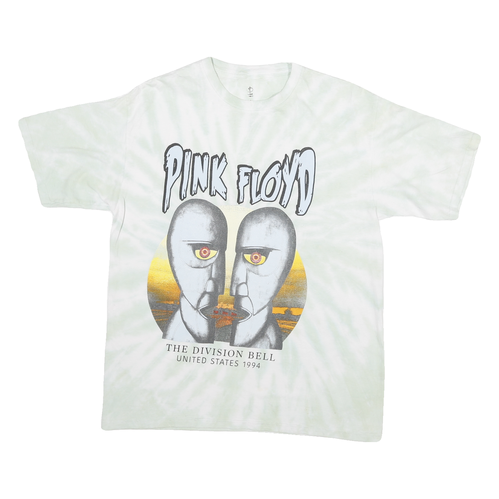 PINK FLOYD Mens White Tie Dye Graphic T-Shirt L Short Sleeve Crew Neck Division Refurbished - N/A refurbished available on Cerqular