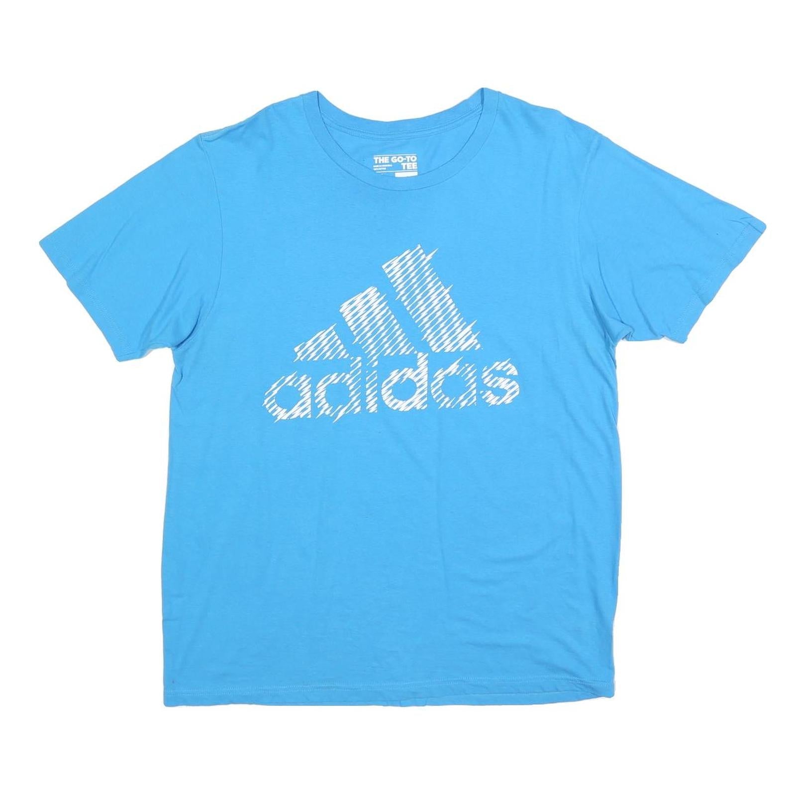 ADIDAS Mens Blue Cotton Blend Graphic T-Shirt L Short Sleeve Crew Neck Casual Refurbished - N/A refurbished available on Cerqular