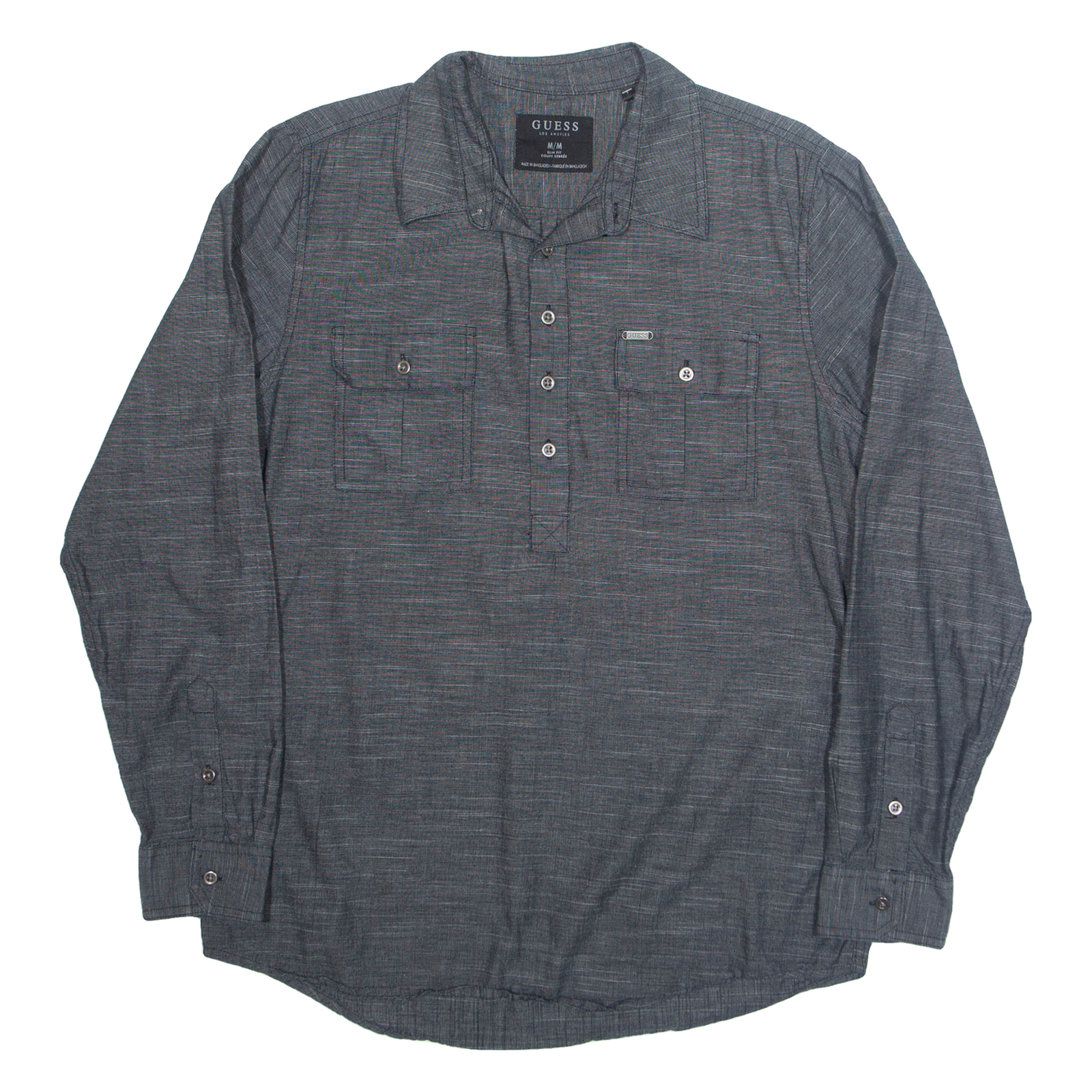 GUESS Slim Fit Mens Plain Shirt Grey Long Sleeve M Refurbished - N/A refurbished available on Cerqular