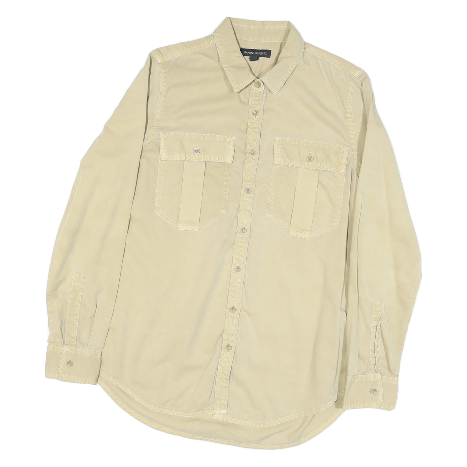 BANANA REPUBLIC Mens Beige Shirt S Cotton Blend Casual Long Sleeve Button Pocket Refurbished - N/A refurbished available on Cerqular