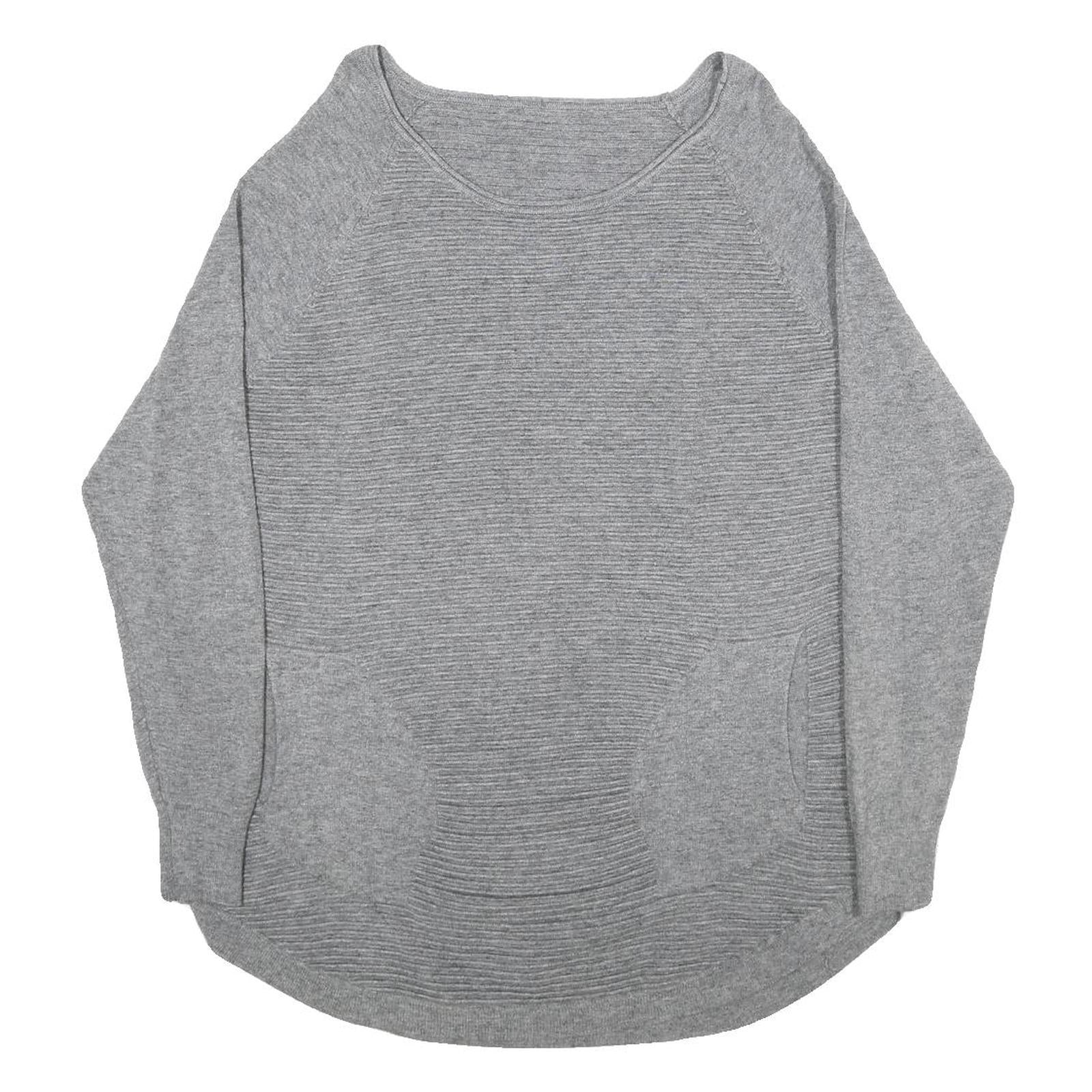 Womens Grey Plain Jumper Round Neck Basic Knit L Casual Comfort Lightweight Refurbished - N/A refurbished available on Cerqular