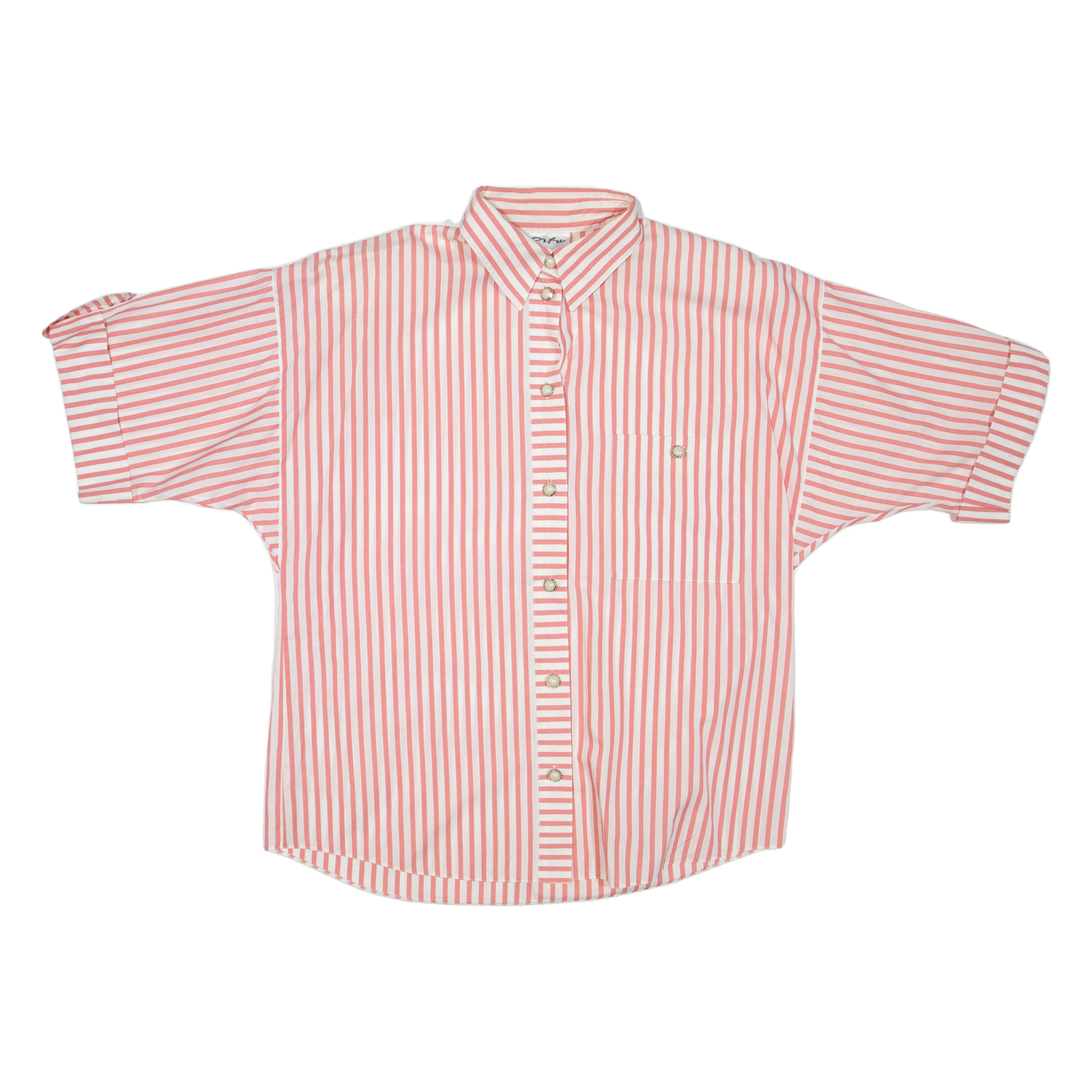 Womens Printed Shirt Red Collared Striped UK 14 Refurbished - N/A refurbished available on Cerqular