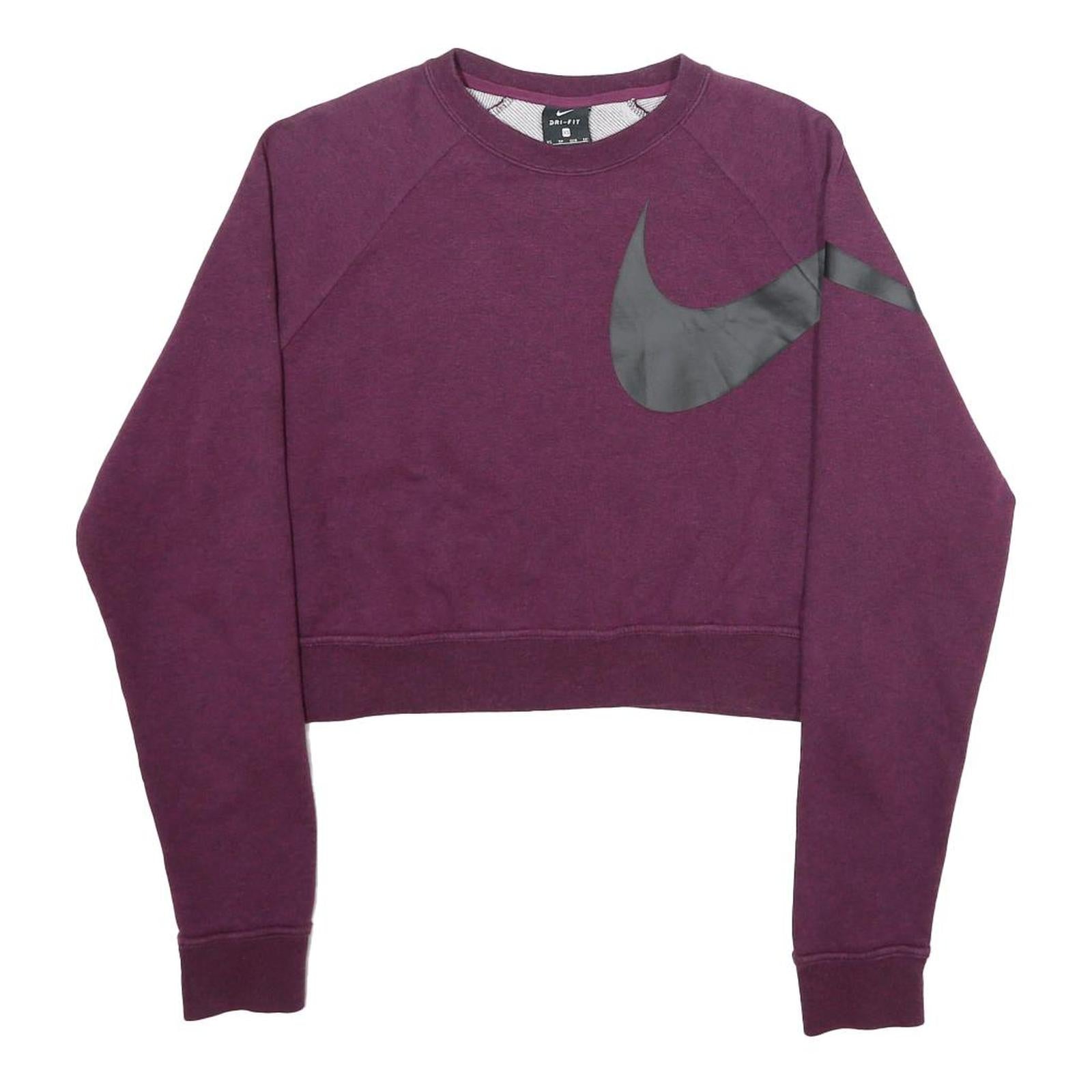NIKE Womens Maroon Crew Neck XS Cropped Sweatshirt Logo Swoosh Activewear Refurbished - N/A refurbished available on Cerqular