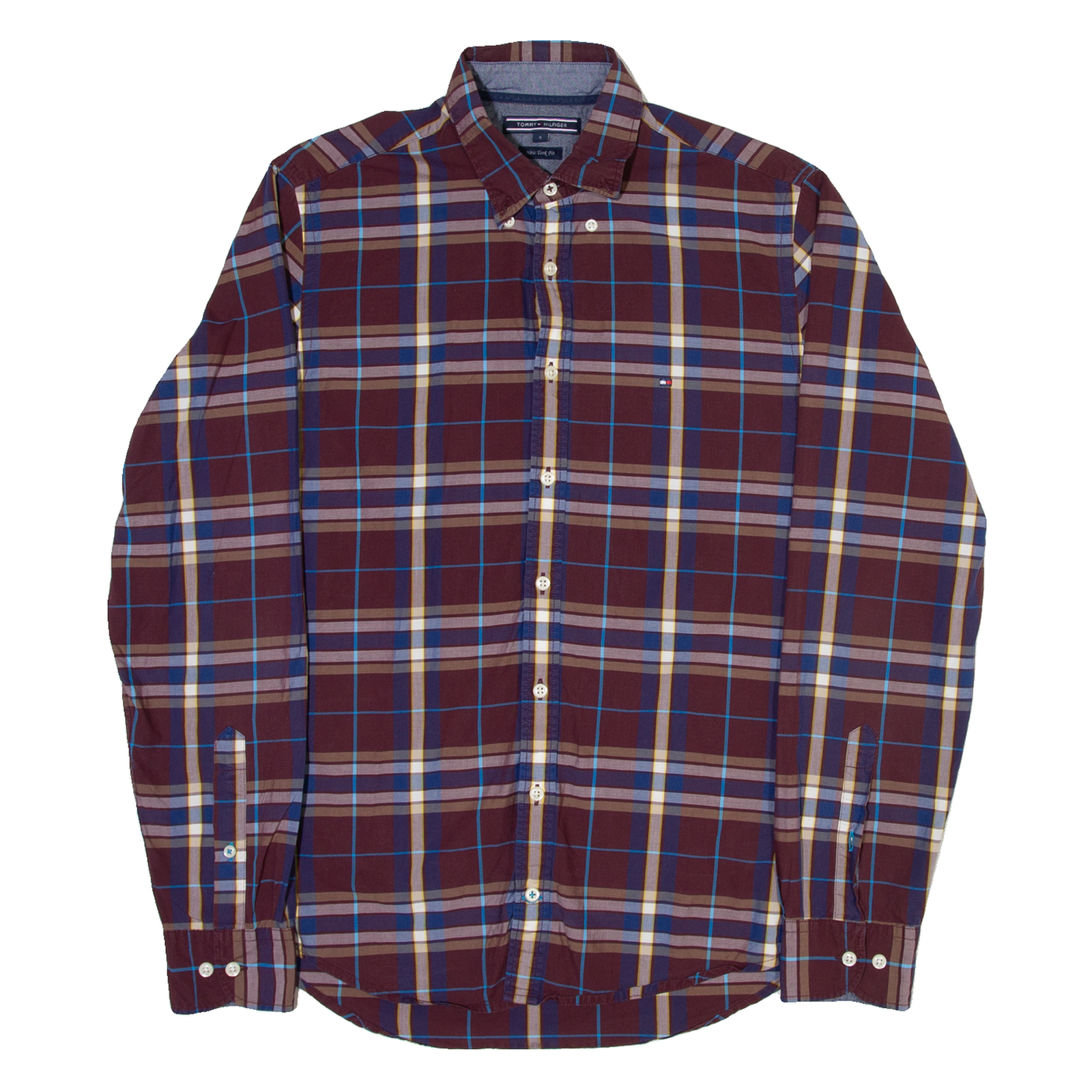 TOMMY HILFIGER Mens Shirt Brown Check Long Sleeve S Refurbished - N/A refurbished available on Cerqular