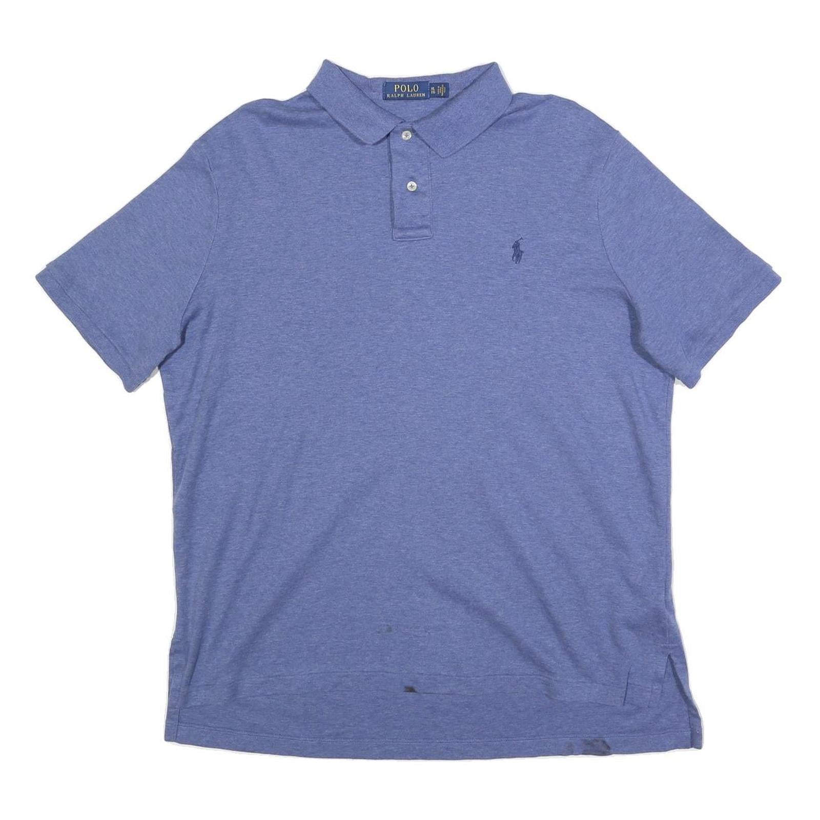 POLO RALPH LAUREN Mens Blue Short Sleeve Plain XL Cotton Blend Polo Shirt Refurbished - N/A refurbished available on Cerqular