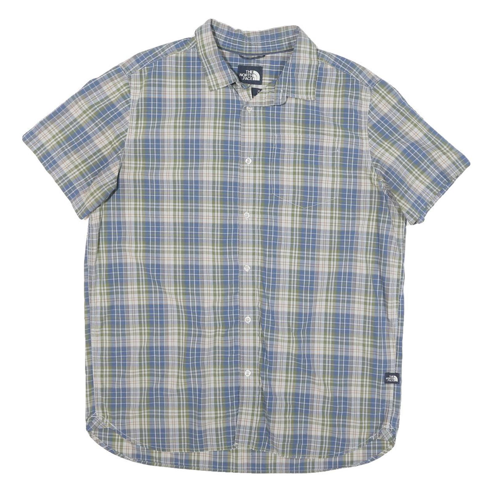 THE NORTH FACE Mens Blue & Green Check Shirt XL Casual Cotton Blend Lightweight Refurbished - N/A refurbished available on Cerqular