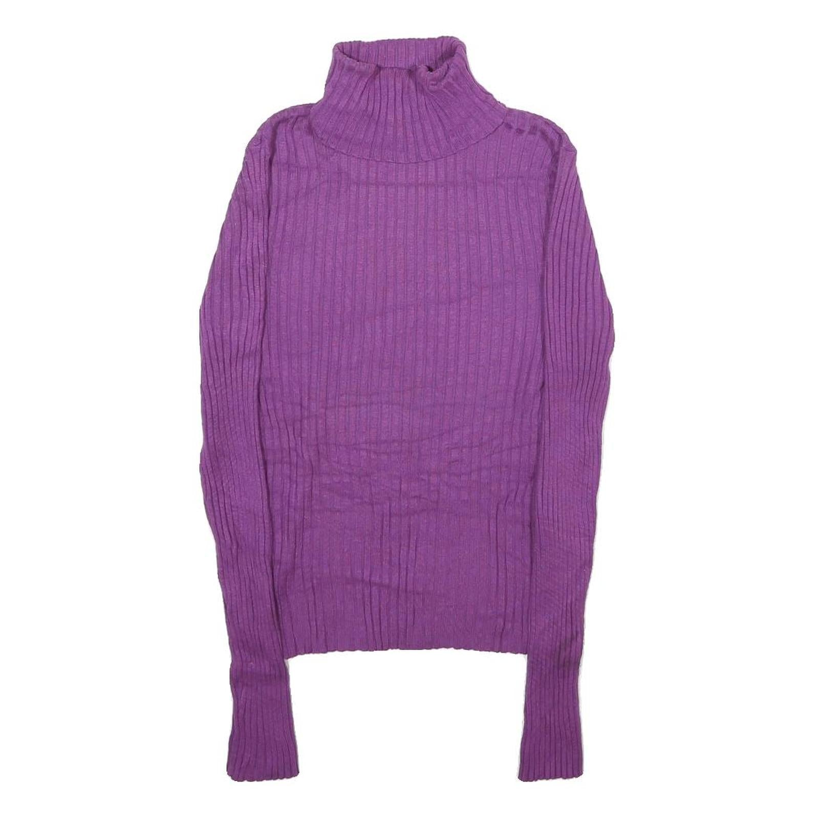 MERONA Womens Purple Plain Jumper Roll Neck Rib Knit S Warm Comfortable Refurbished - N/A refurbished available on Cerqular