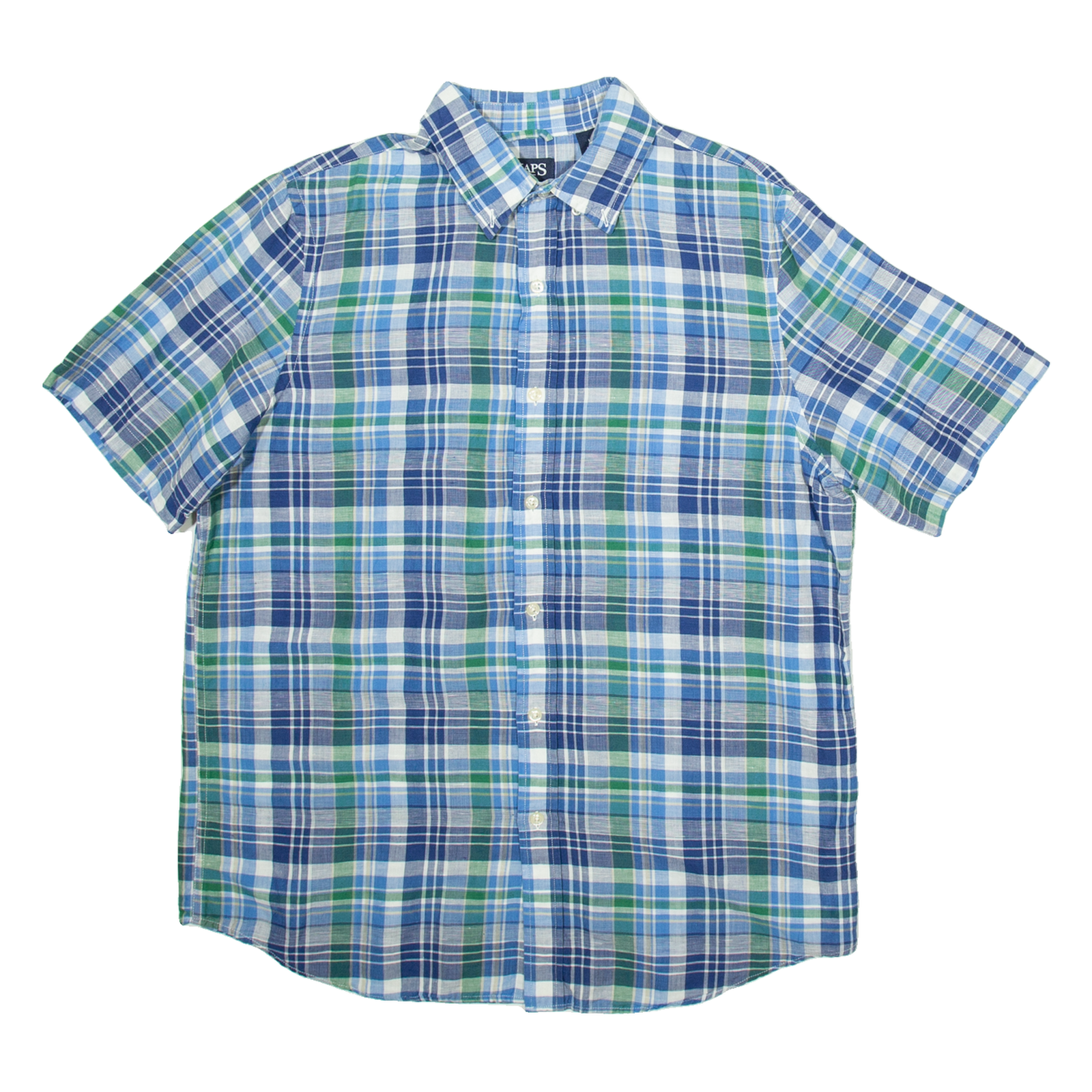 CHAPS Mens Shirt Blue Linen Check L Refurbished - N/A refurbished available on Cerqular