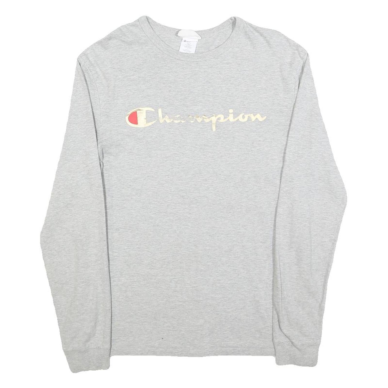 CHAMPION Womens Grey Long Sleeve Crew Neck Cotton Blend T-Shirt M Refurbished - N/A refurbished available on Cerqular