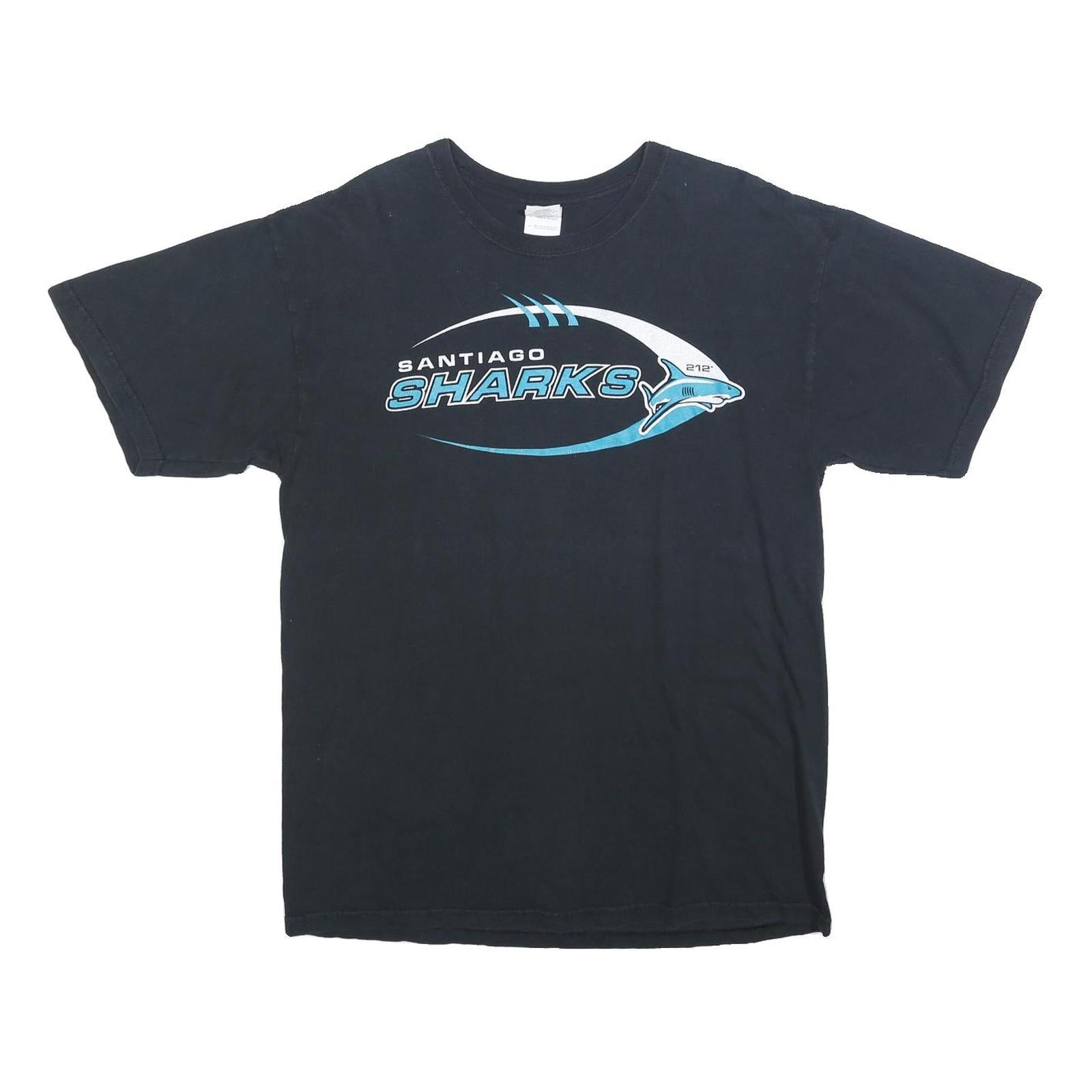 GILDAN Mens Black Santiago Sharks Graphic T-Shirt L Short Sleeve Crew Neck Refurbished - N/A refurbished available on Cerqular