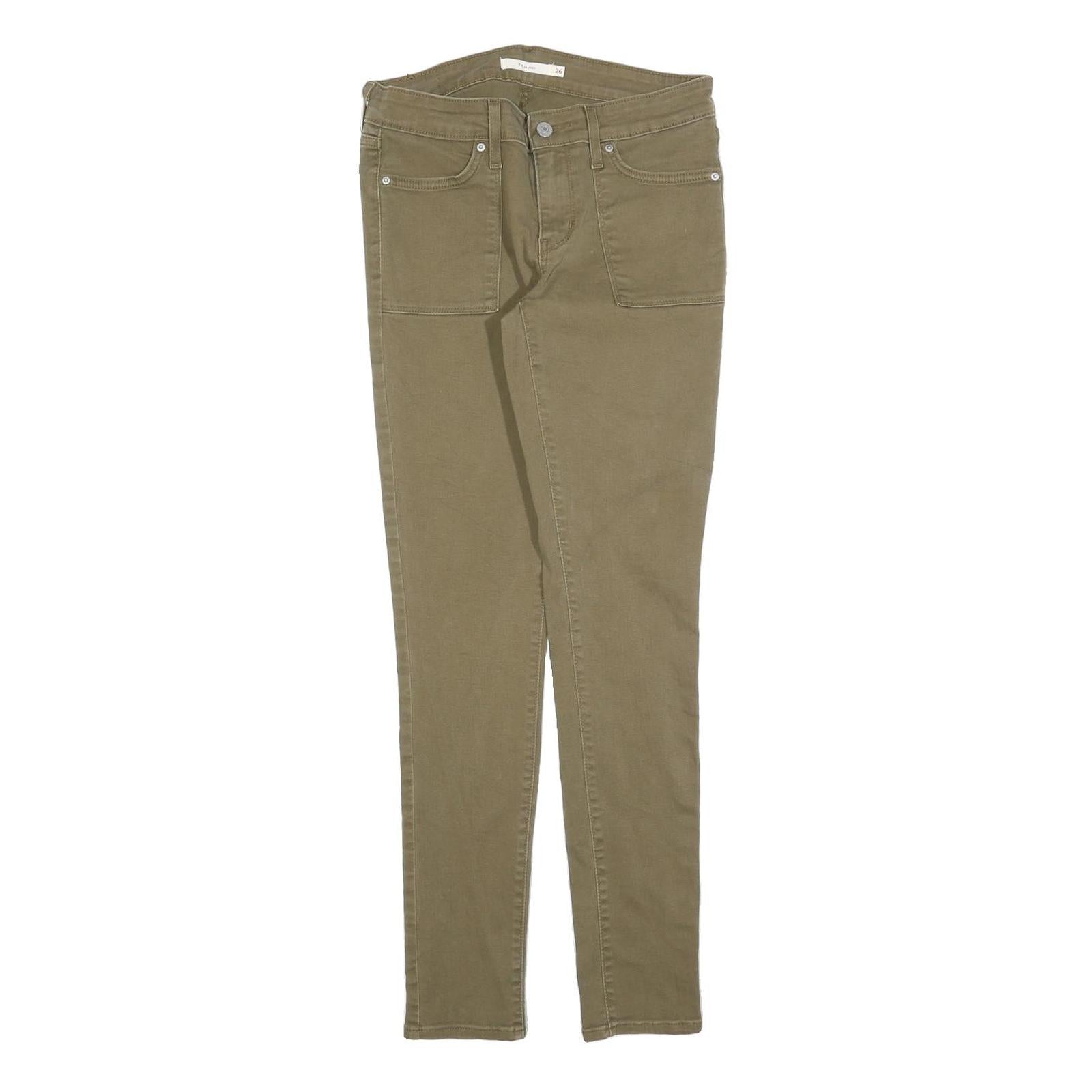 LEVI'S 721 Womens Slim Skinny Jeans Olive Cotton Blend W26 L30 Stylish Zip Refurbished - N/A refurbished available on Cerqular