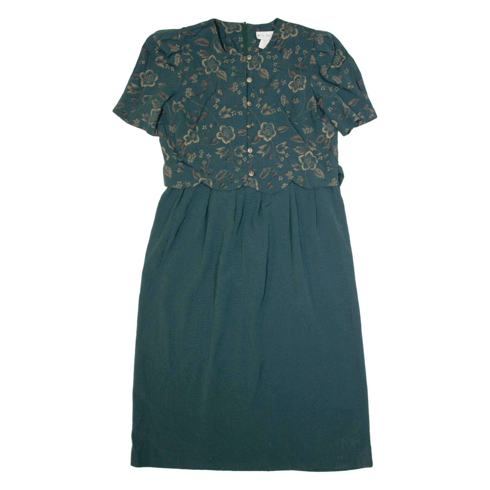 MISS DORBY Womens Day Dress Green 90s Short Sleeve Long L Refurbished - N/A refurbished available on Cerqular