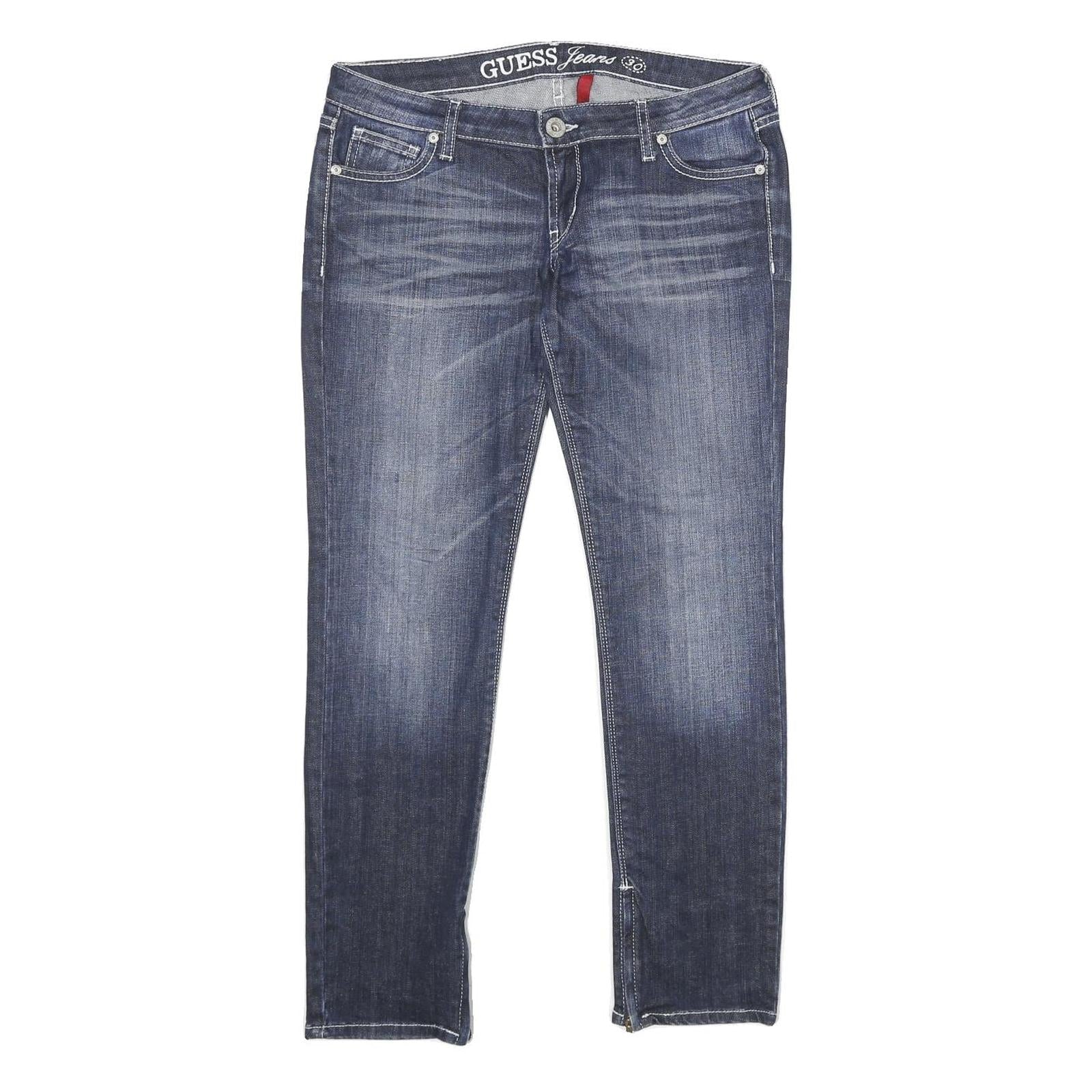 GUESS Womens Slim Blue Denim Jeans Cotton Blend W30 L30 Zip Pockets Refurbished - N/A refurbished available on Cerqular