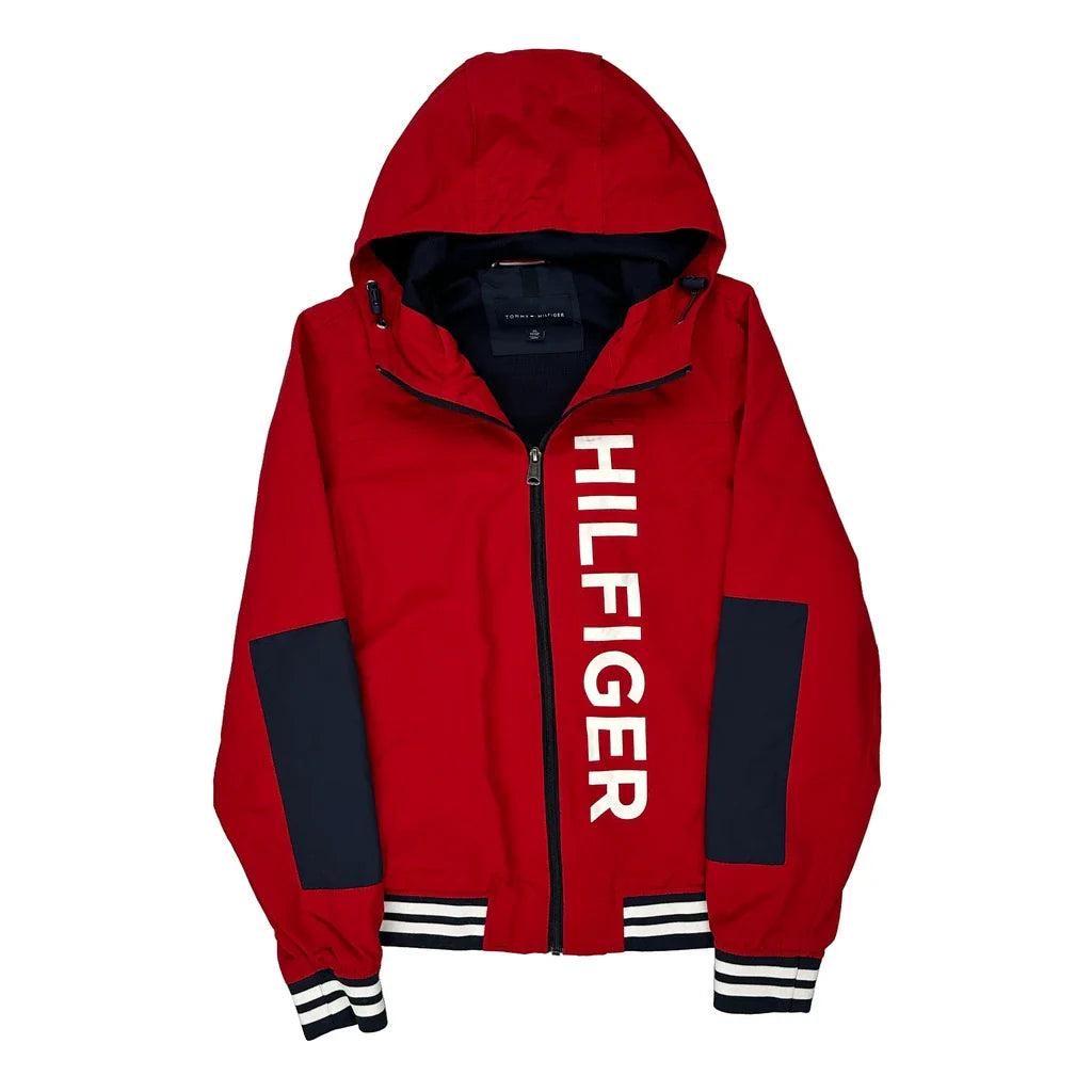 Tommy Hilfiger Spellout Jacket - XS Navy Polyester Refurbished - Thrifted (note: this is a term often used to describe second- refurbished available on Cerqular