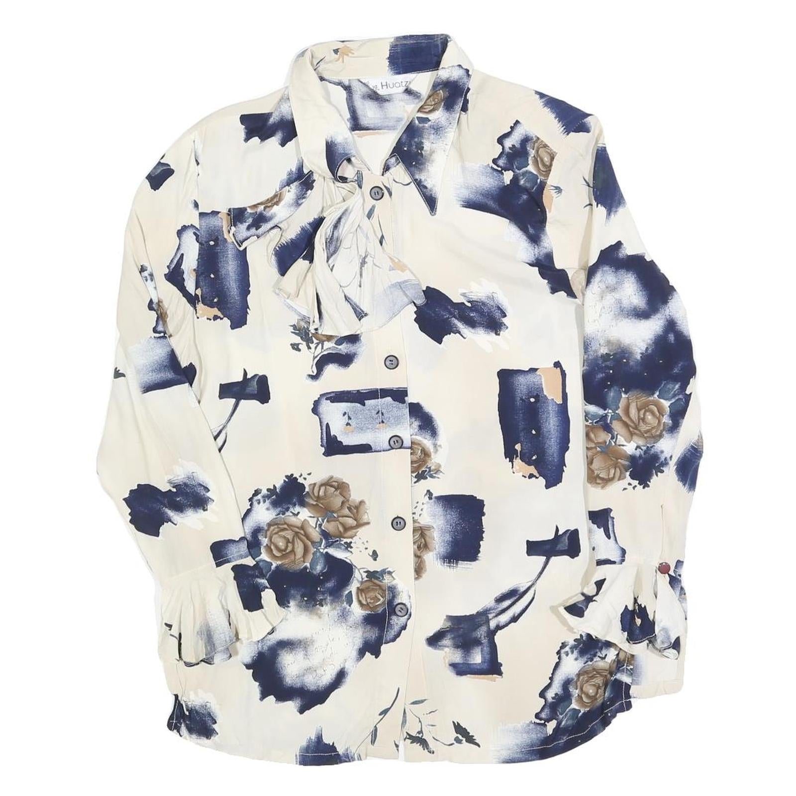 Buy HUATZU Womens Cream & Navy Floral Print Blouse Long Sleeve Point Collar M Ruffle Refurbished - $18.19 HUATZU Womens Cream & Navy Floral Print Blouse Long Sleeve Point Collar M Ruffle Refurbished - N/A refurbished available on Cerqular